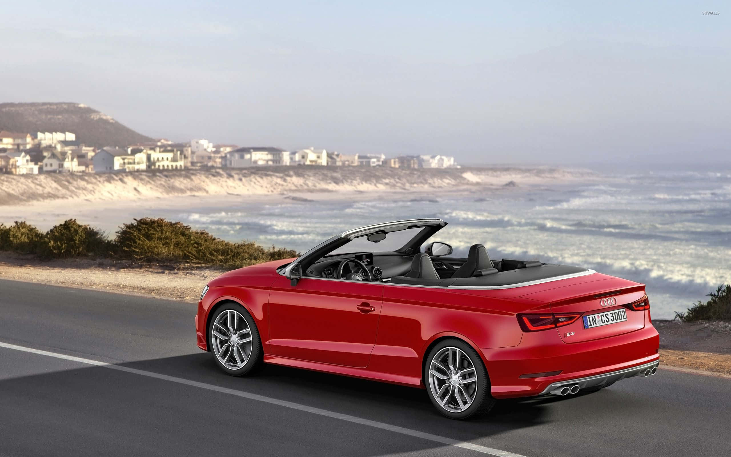 Audi S3, red, convertible, 2K Desktop Wallpaper