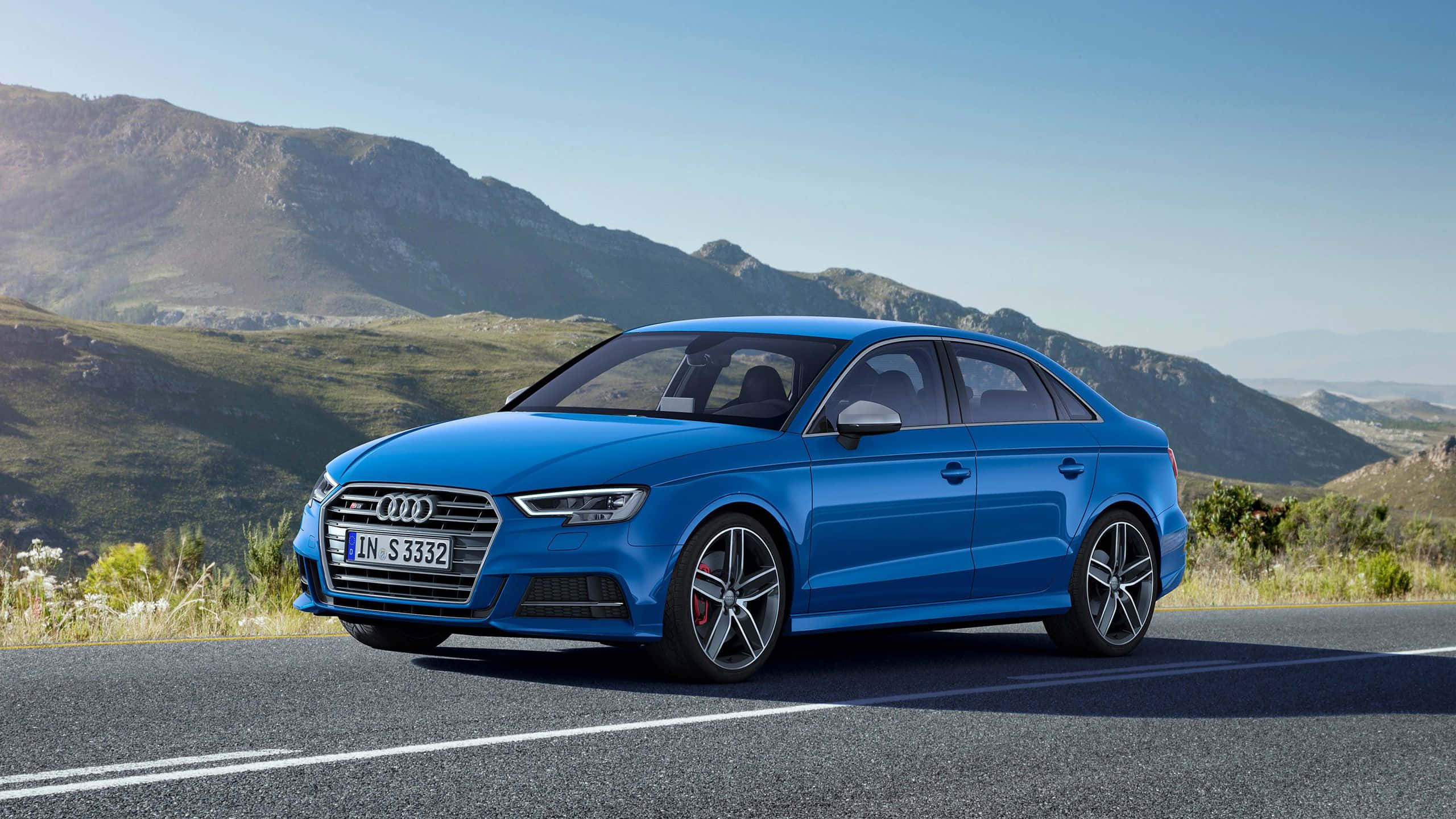 Audi S3, blue, mountain road, 2K Desktop Wallpaper