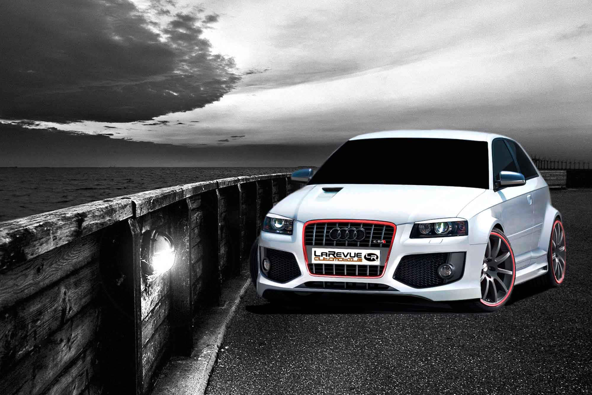 Audi S3, white, red accents, Full HD Desktop Wallpaper