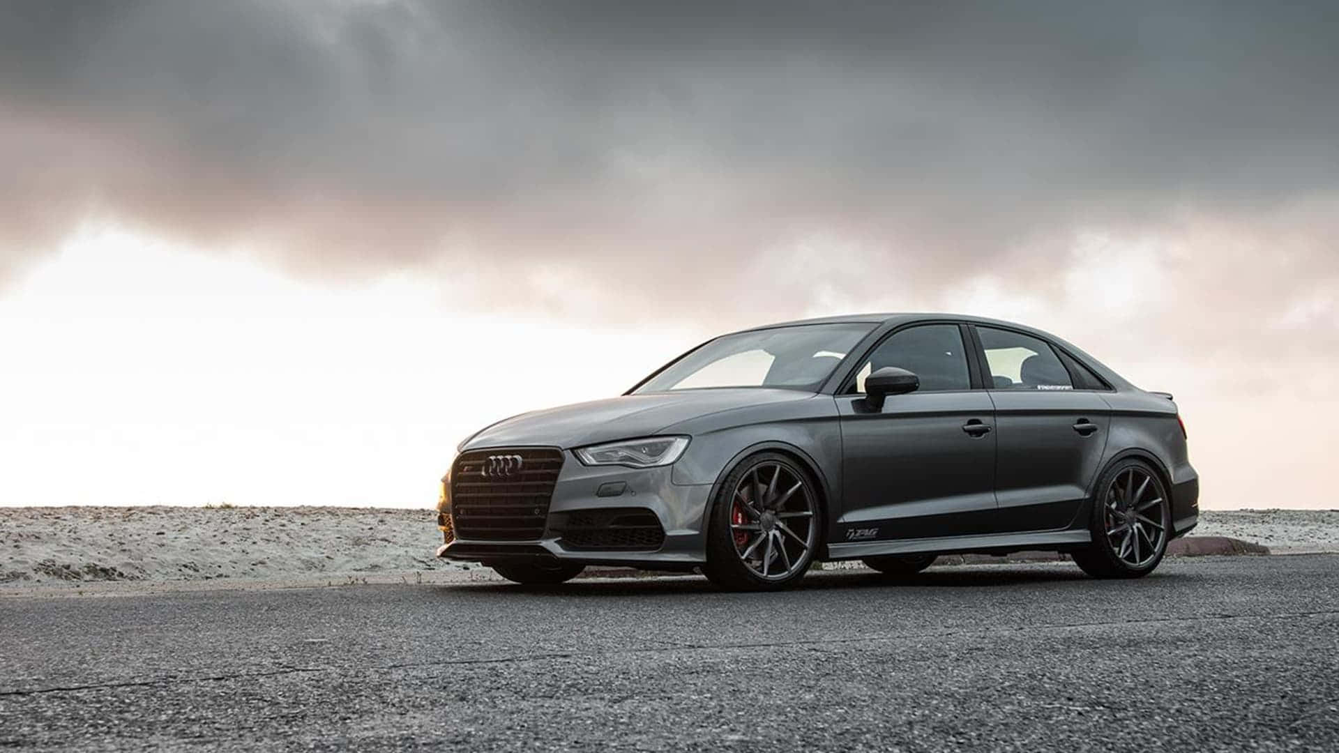 Audi S3, matte gray, black rims, Full HD Desktop Wallpaper