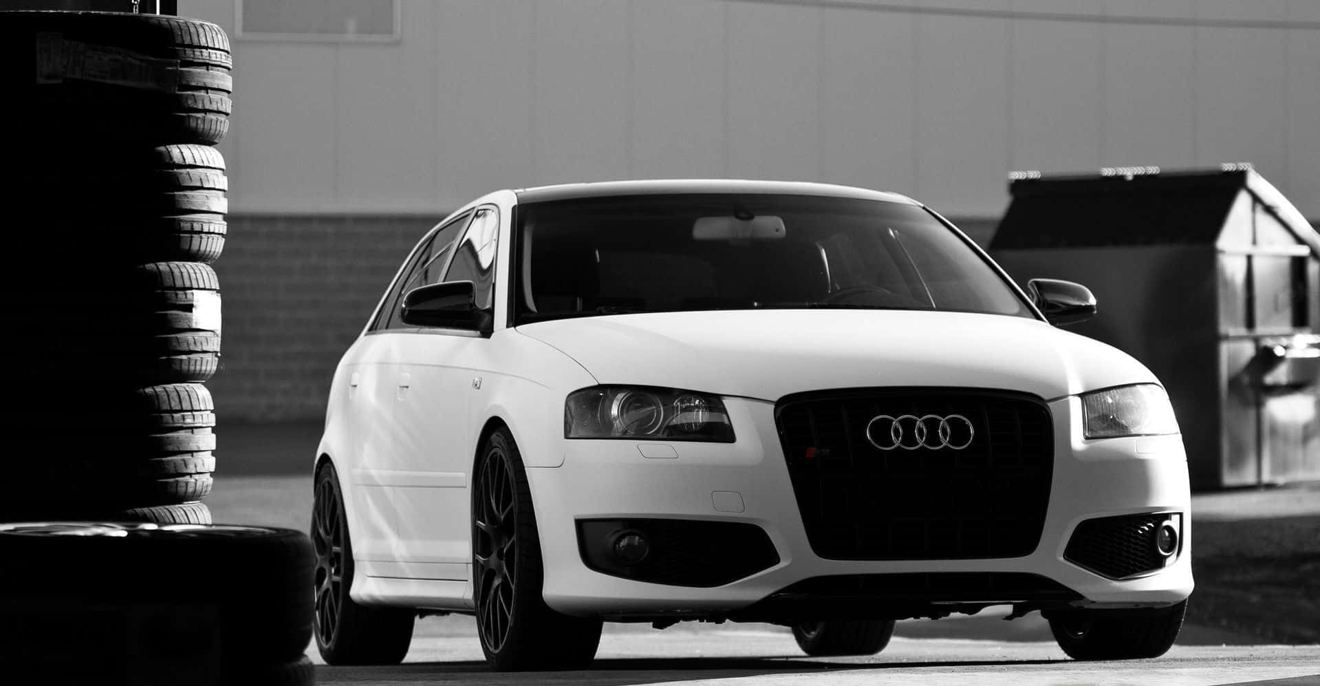 Audi S3, white, monochrome garage, HD Desktop Wallpaper
