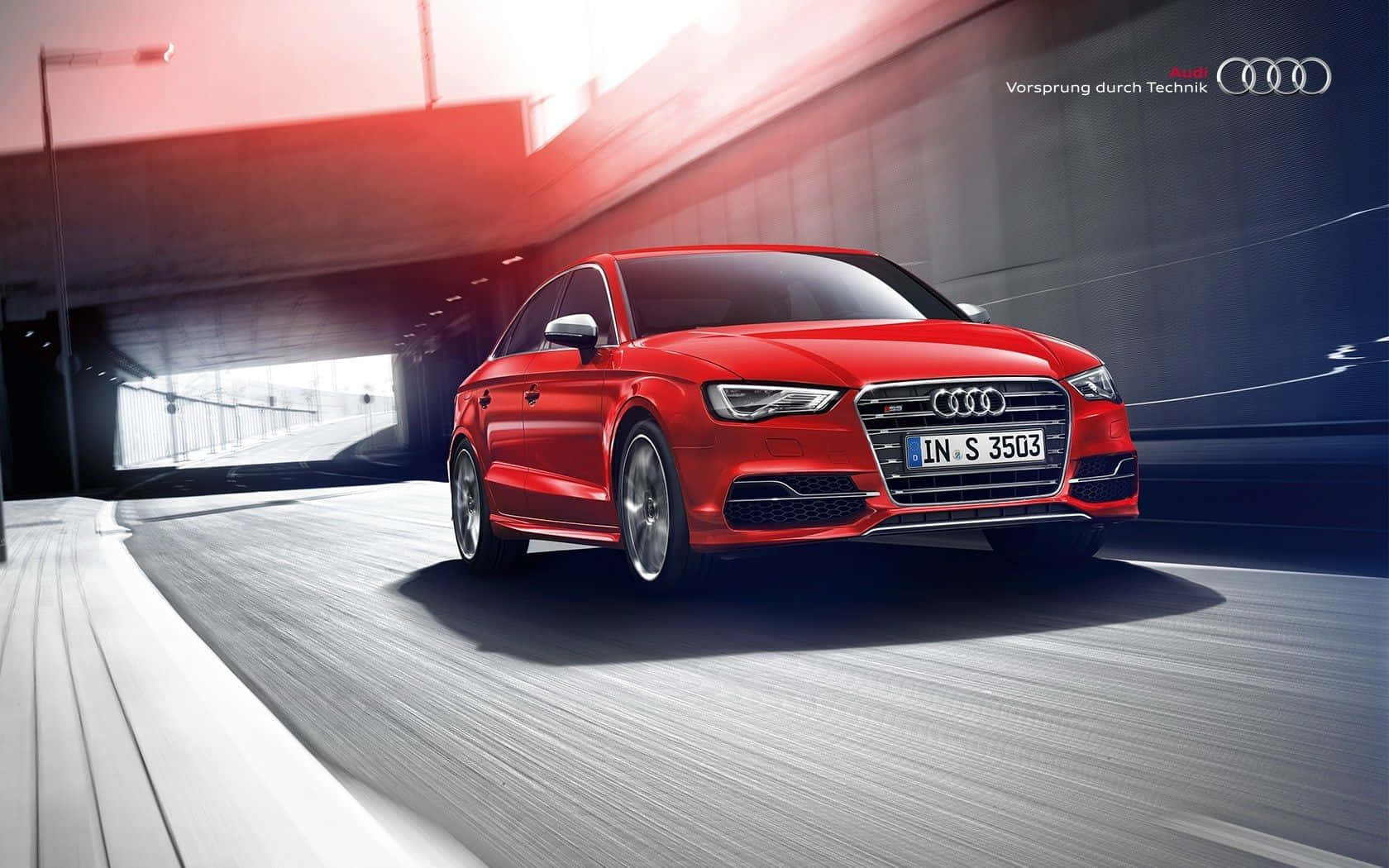 Audi S3, red, tunnel, HD Desktop Wallpaper
