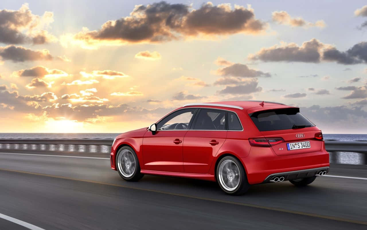 Audi S3, red, coastal highway, HD Desktop Wallpaper