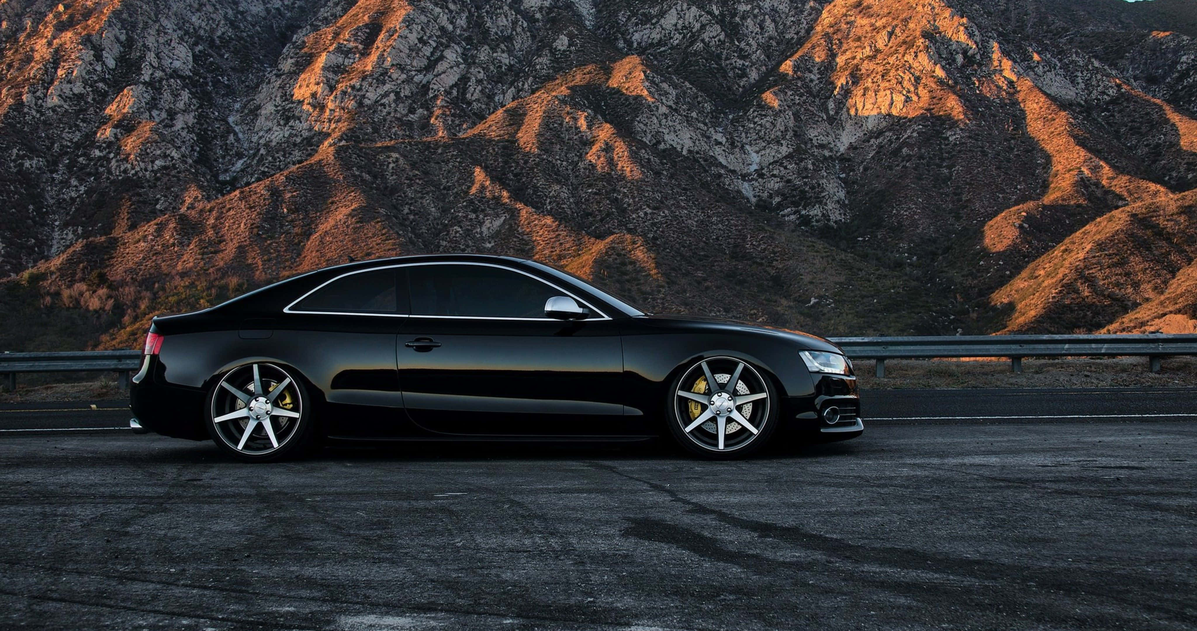 Audi S6, black, mountain road, 4K Desktop Wallpaper