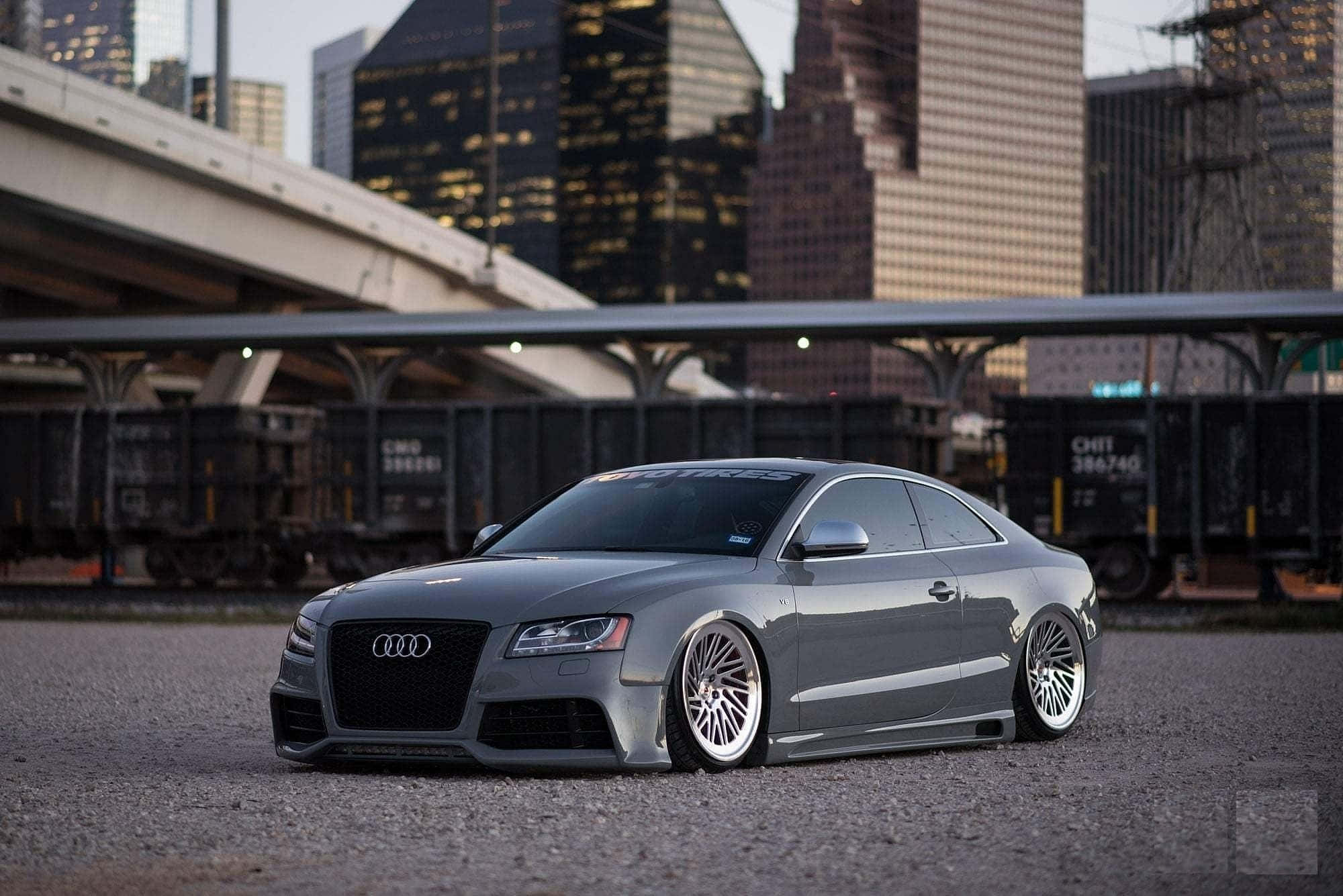 Audi S6, gray, custom wheels, Full HD Desktop Wallpaper