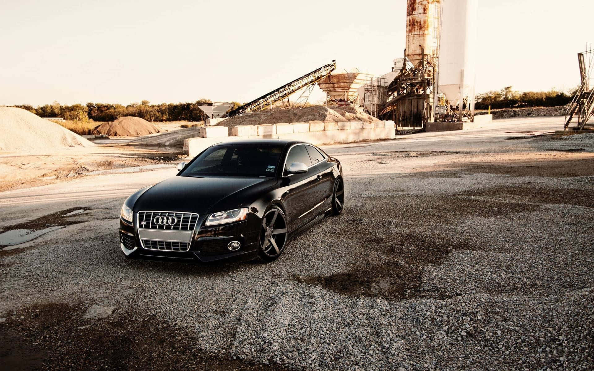 Audi S6, black, gravel, Full HD Desktop Wallpaper