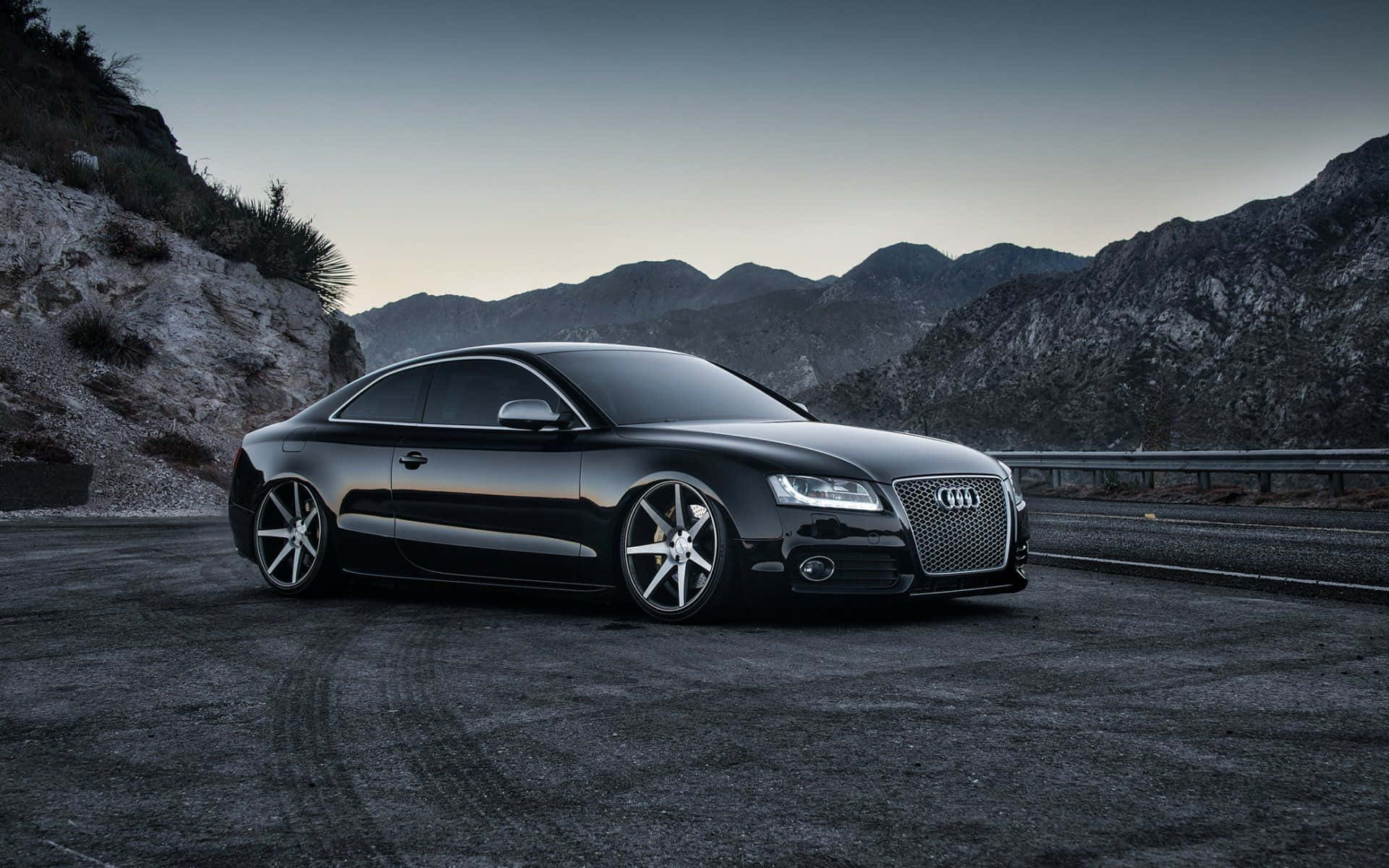 Audi S6, black, mountain road, Full HD Desktop Wallpaper
