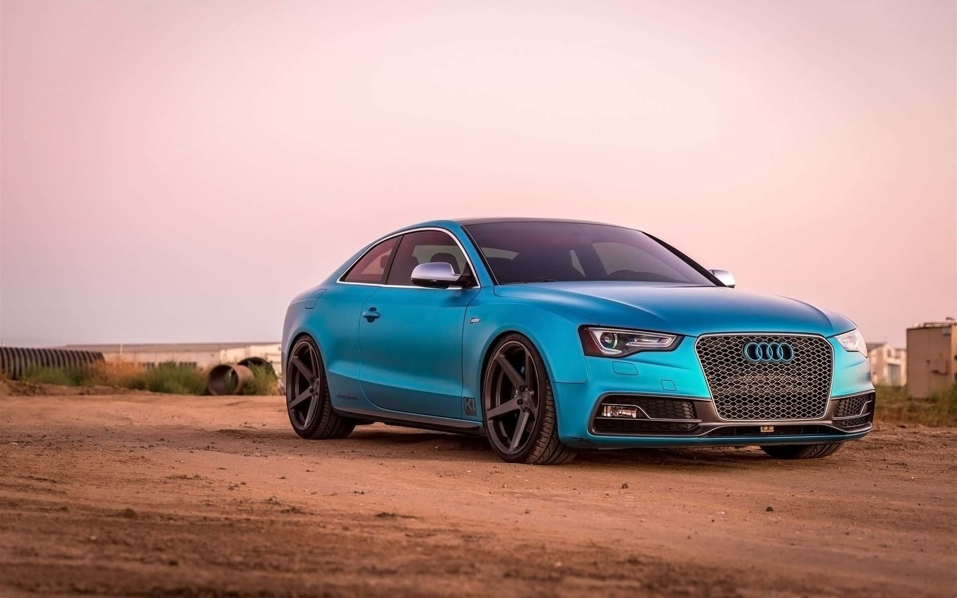Audi S6, turquoise, dusty roadside, Full HD Desktop Wallpaper