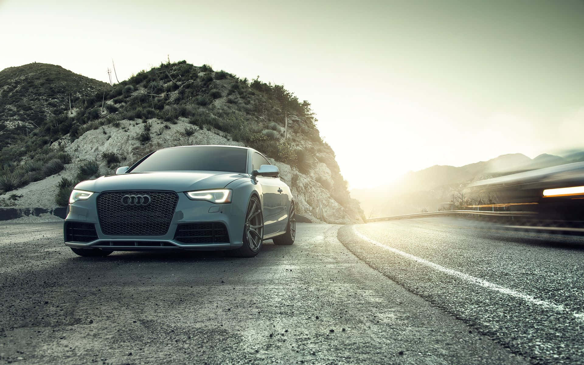 Audi S6, silver, winding mountain road, Full HD Desktop Wallpaper