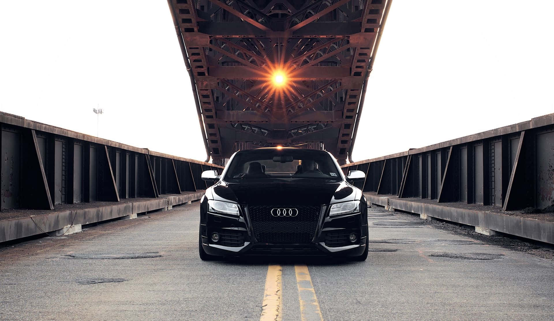 Audi S6, black, steel bridge, Full HD Desktop Wallpaper