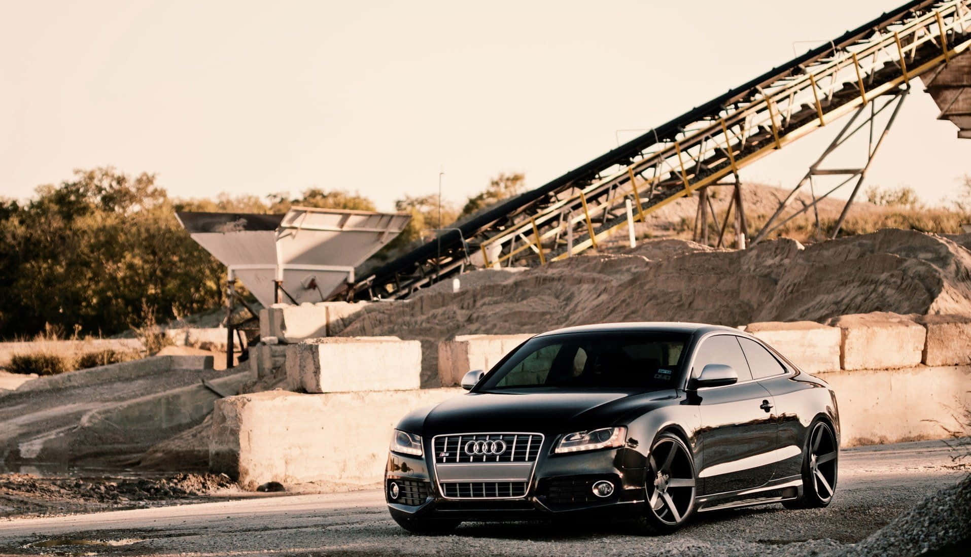 Audi S6, black, gravel, HD Desktop Wallpaper