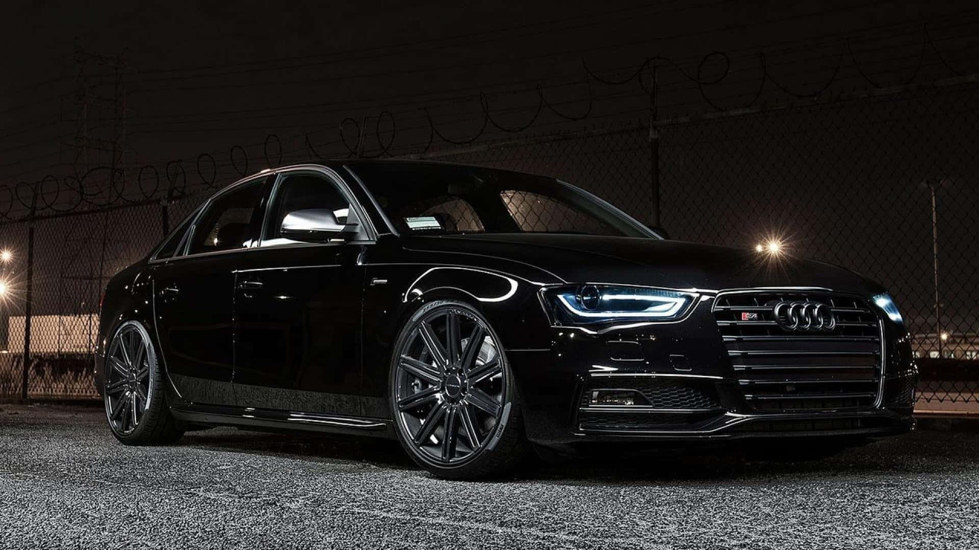 Audi S6, black, night lights, Full HD Desktop Wallpaper