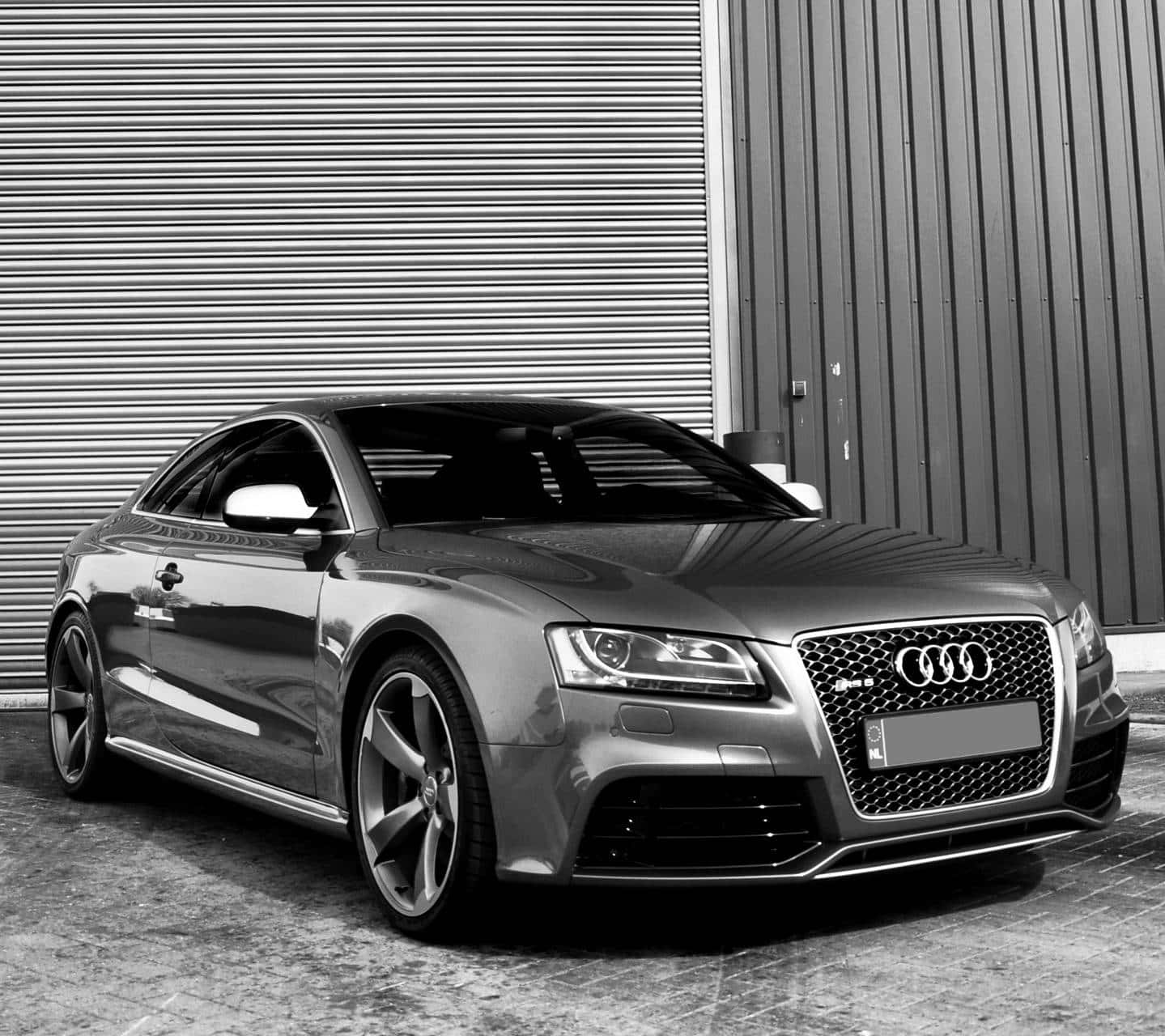 Audi S6, silver, corrugated metal garage door, HD Desktop Wallpaper