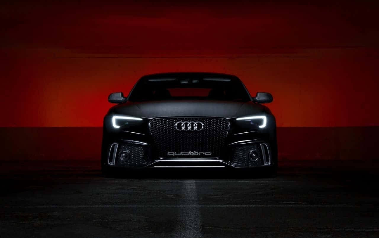 Audi S6, black, glowing headlights, HD Desktop Wallpaper