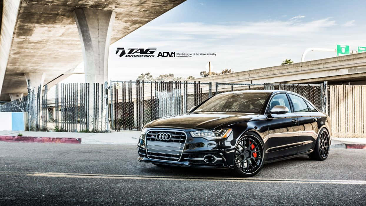 Audi S6, black, red brake calipers, SD Desktop Wallpaper