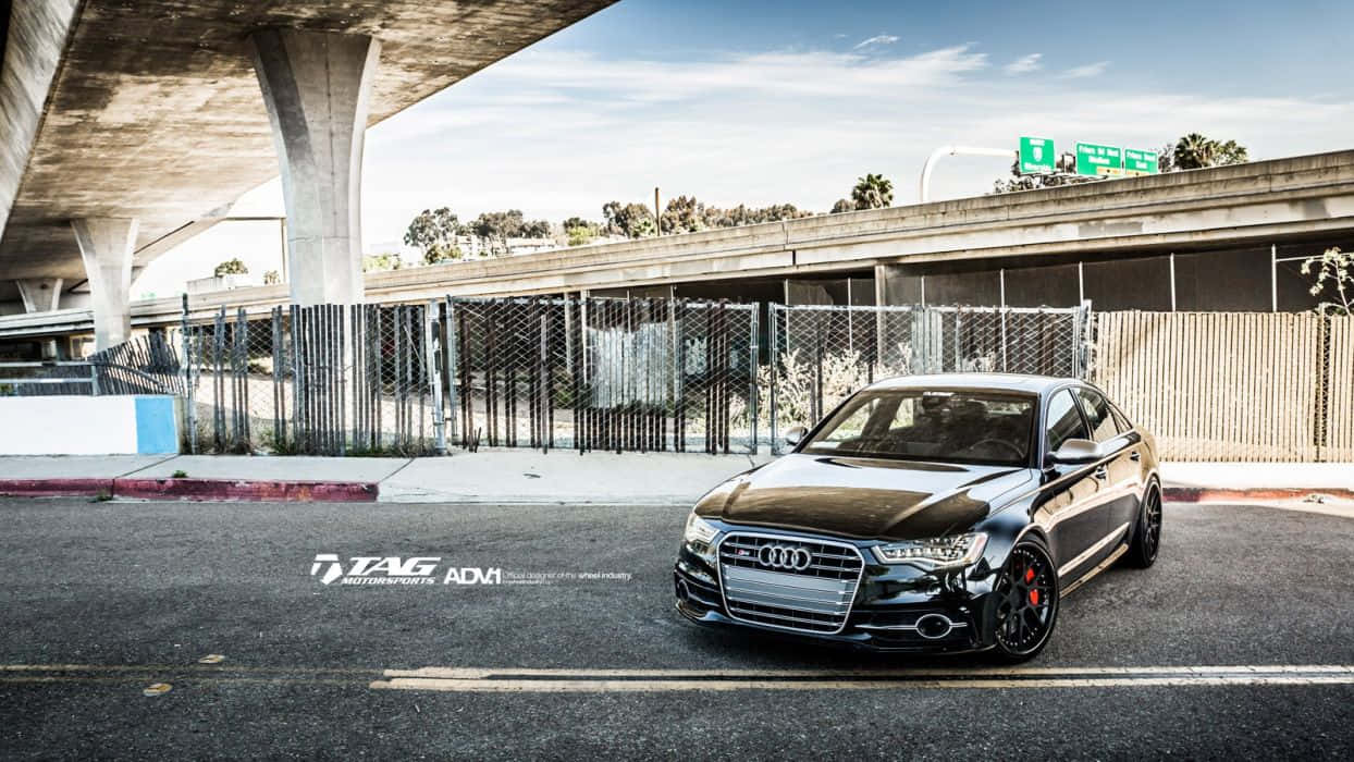 Audi S6, black, red brake calipers, SD Desktop Wallpaper