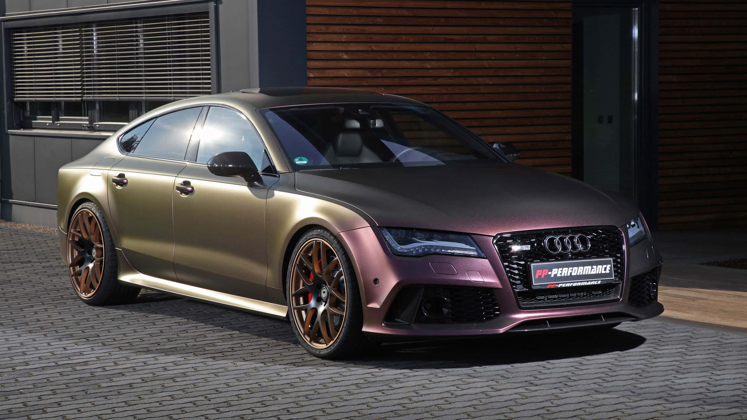 Audi S7, matte gold, purple, 2K Desktop Wallpaper