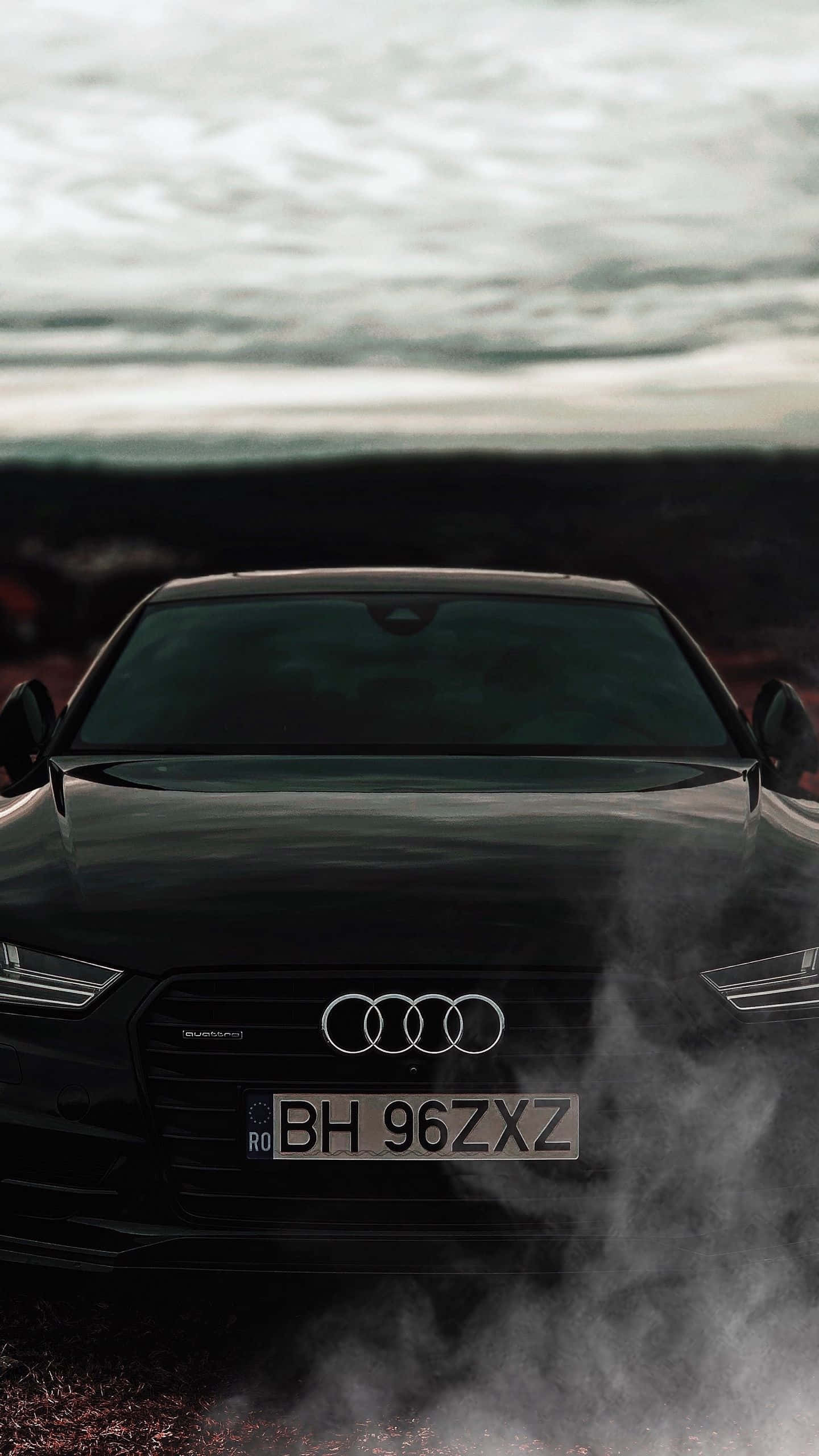 Audi S7, black, smoke, 2K Phone Wallpaper