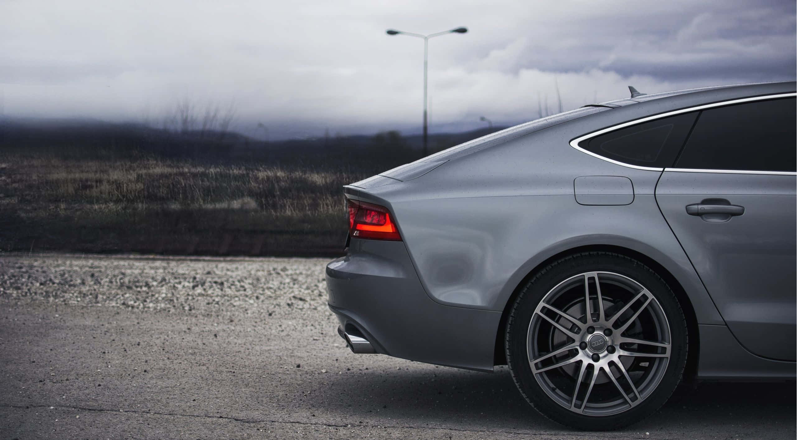 Audi S7, silver, gravel roadside, 2K Desktop Wallpaper