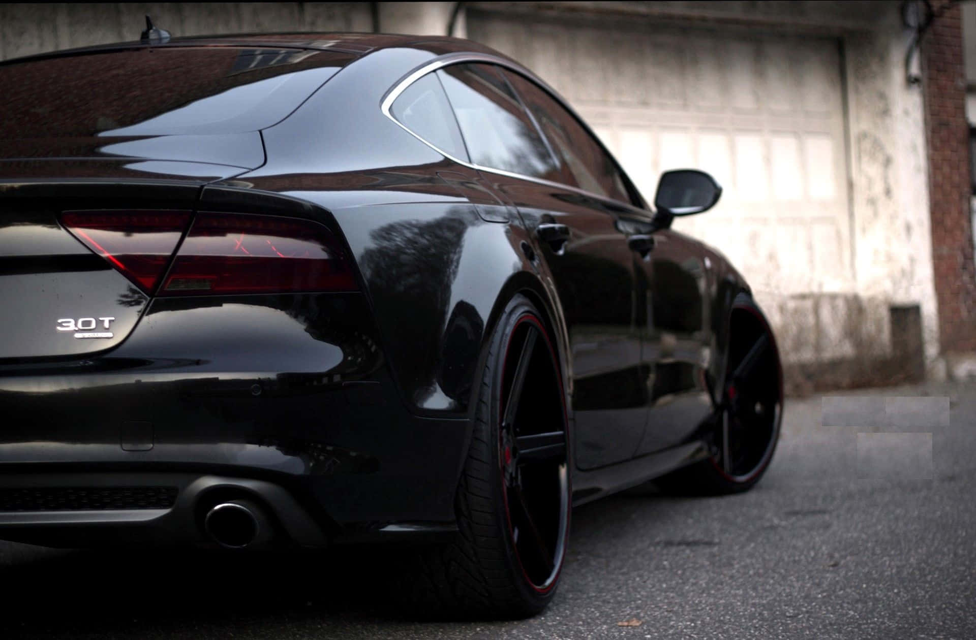 Audi S7, black, custom red-accented wheels, Full HD Desktop Wallpaper