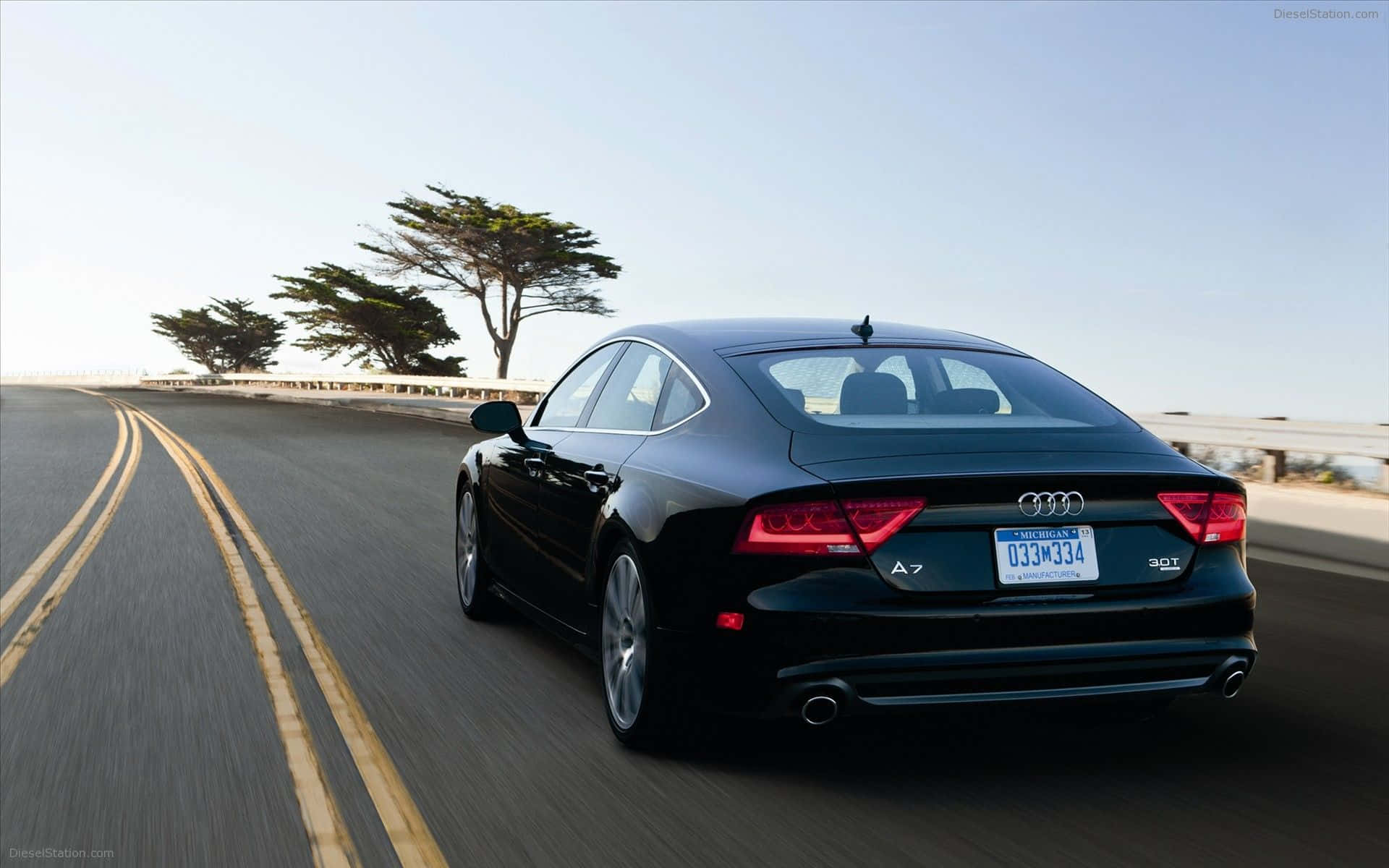 Audi S7, black, coastal highway, Full HD Desktop Wallpaper