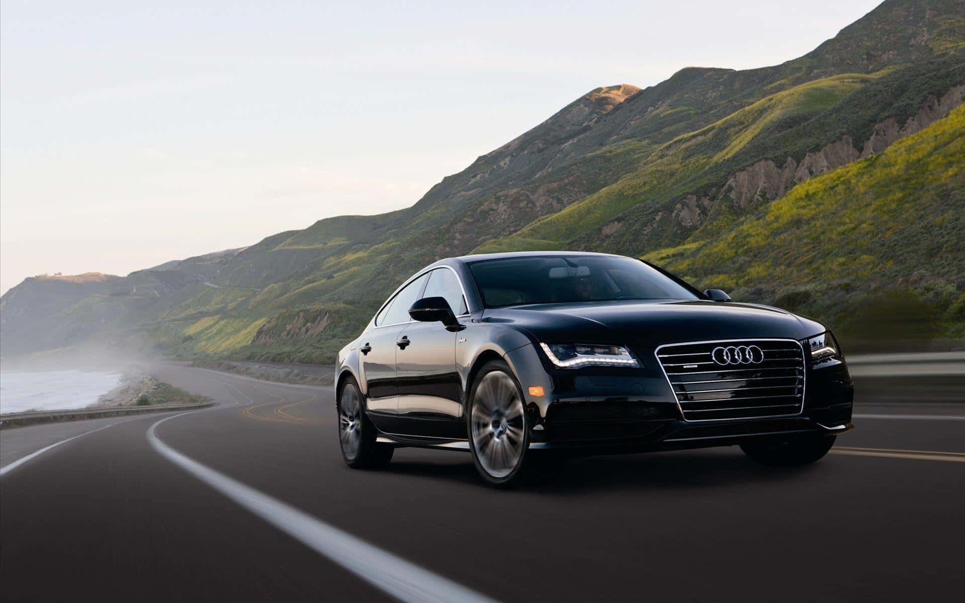 Audi S7, black, coastal highway, Full HD Desktop Wallpaper