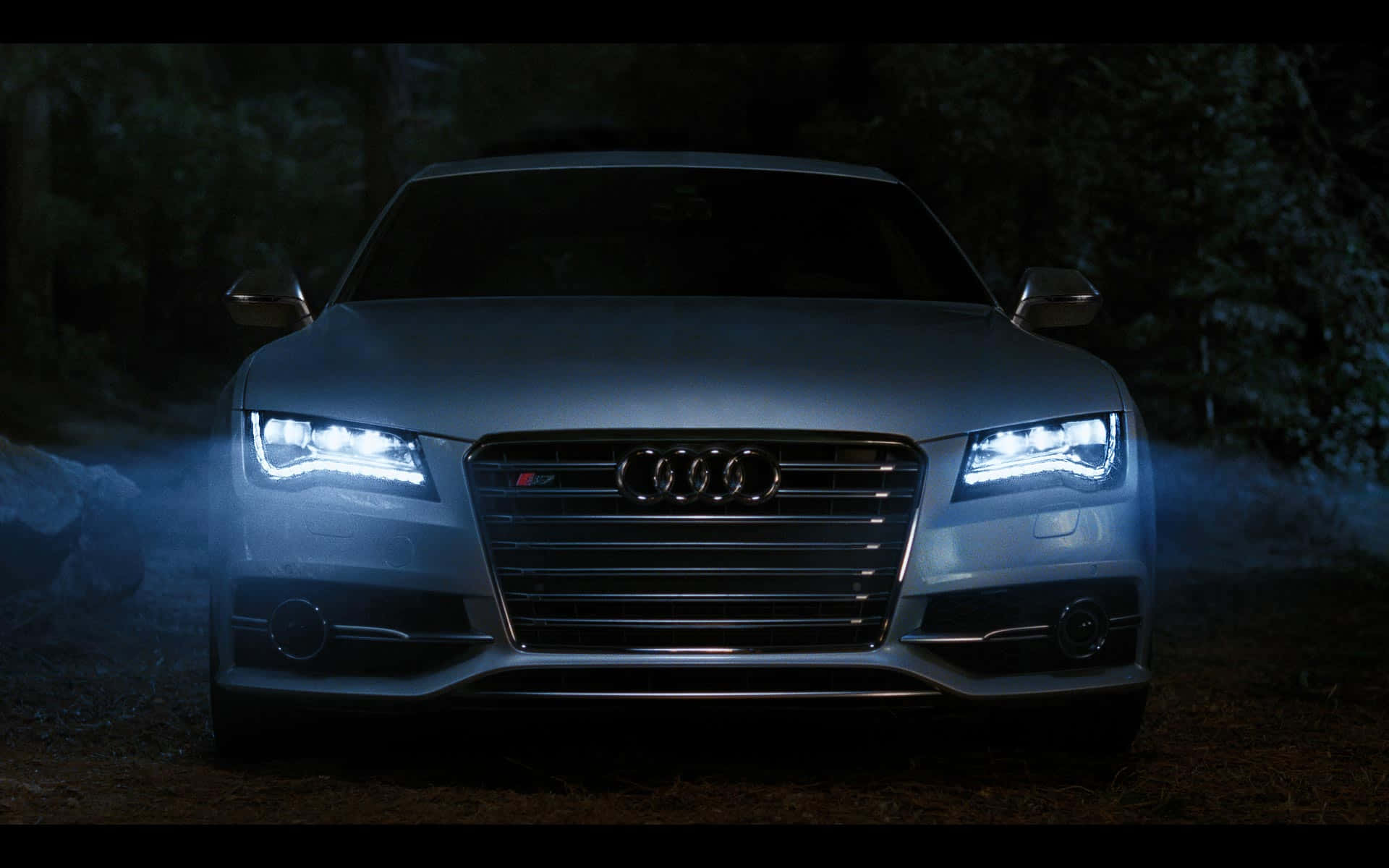 Audi S7, silver, glowing headlights, Full HD Desktop Wallpaper