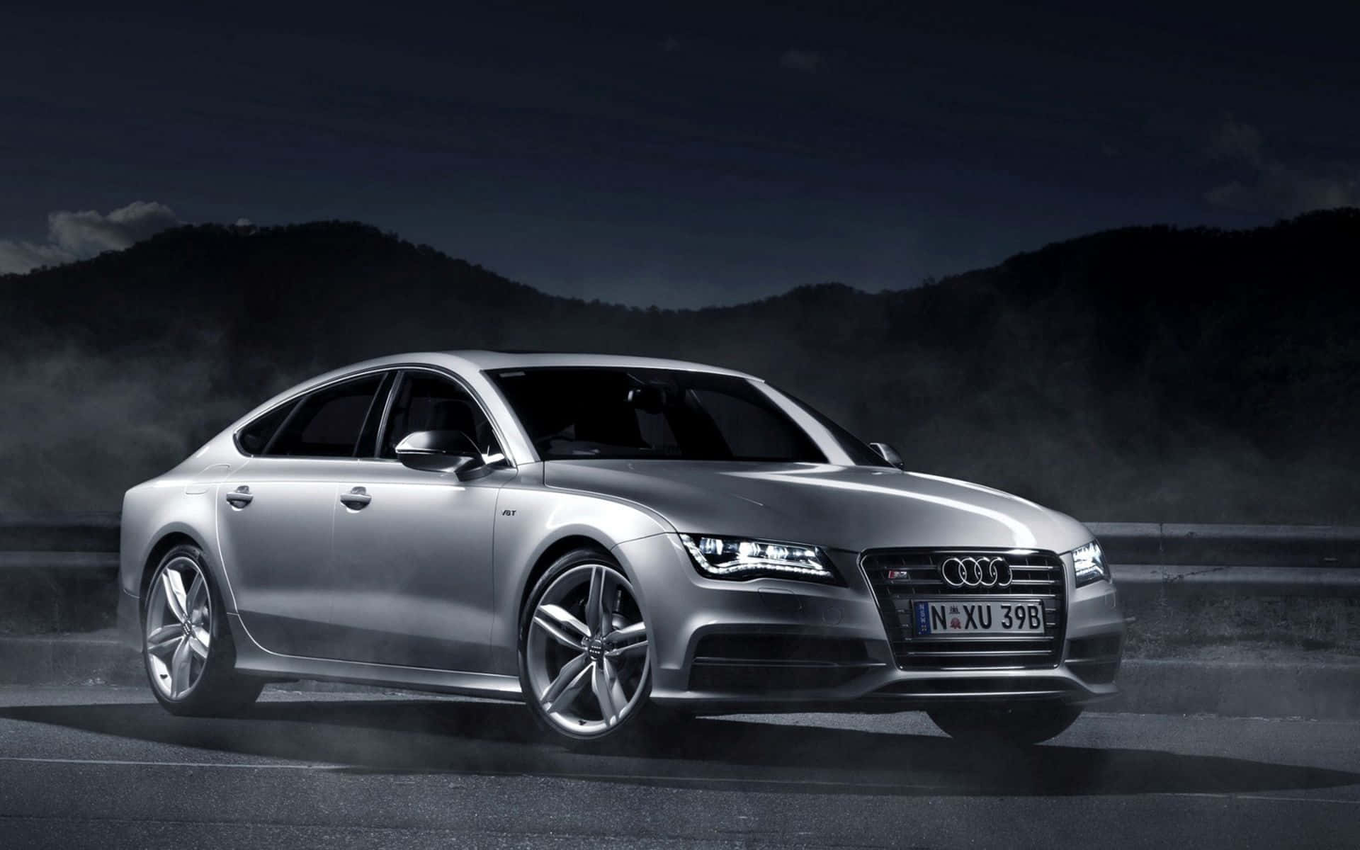 Audi S7, silver, misty night, Full HD Desktop Wallpaper