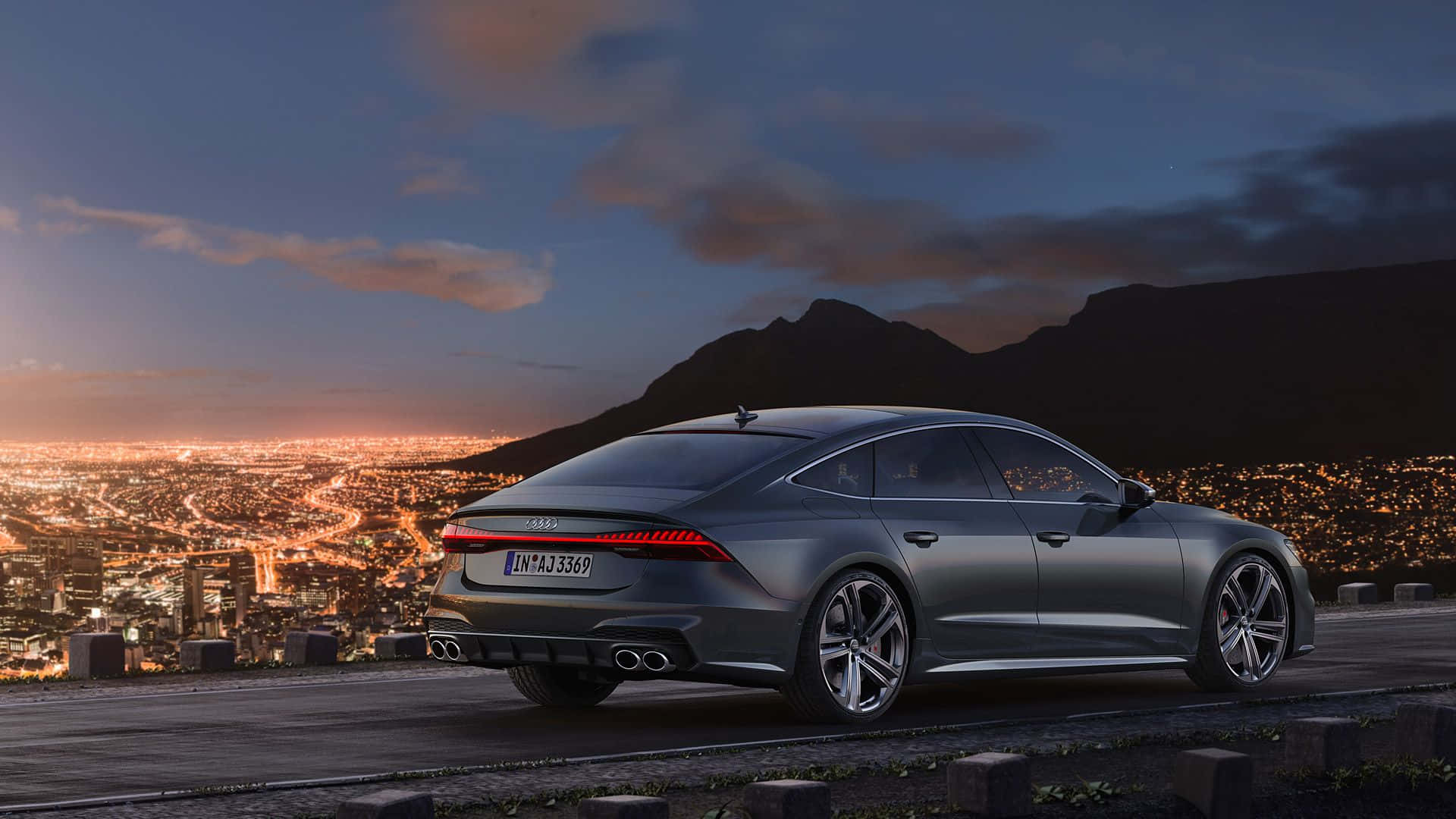 Audi S7, silver, twilight, Full HD Desktop Wallpaper