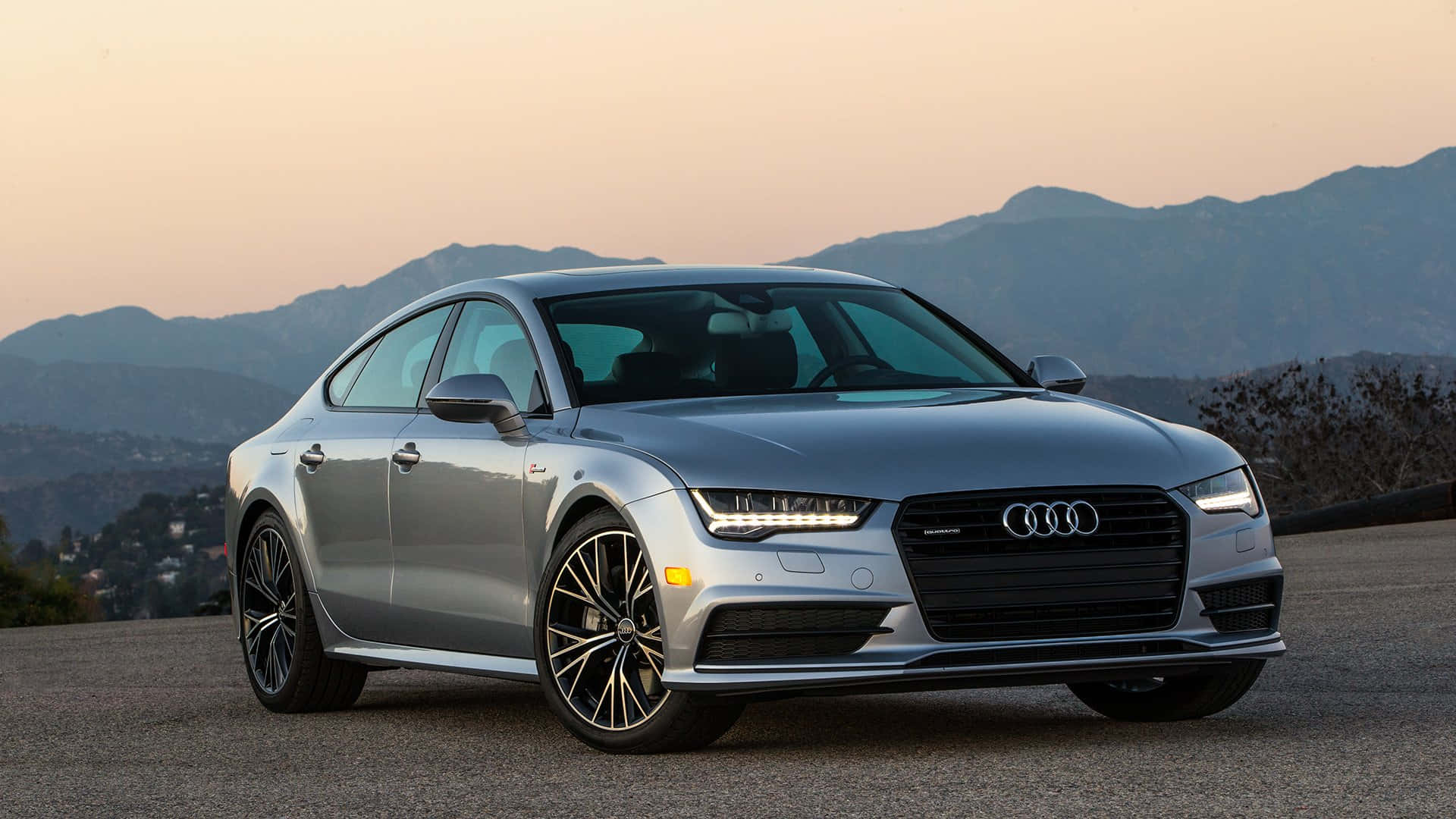 Audi S7, silver, hillside road, Full HD Desktop Wallpaper