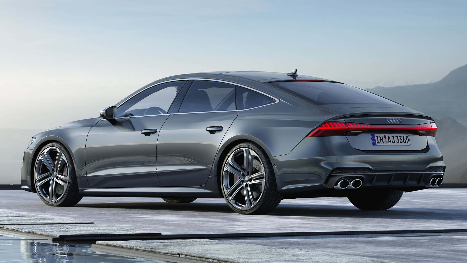 Audi S7, silver, concrete platform, Full HD Desktop Wallpaper