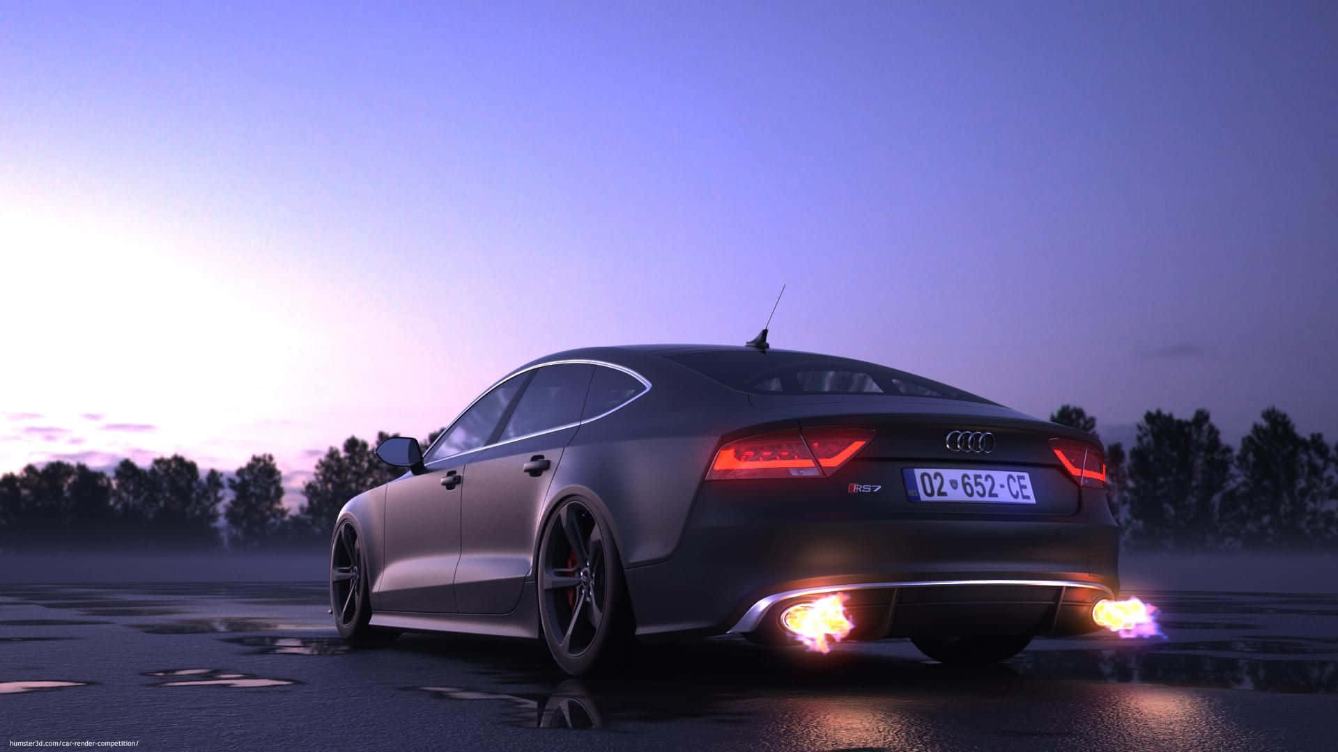Audi S7, black, glowing exhaust pipes, Full HD Desktop Wallpaper