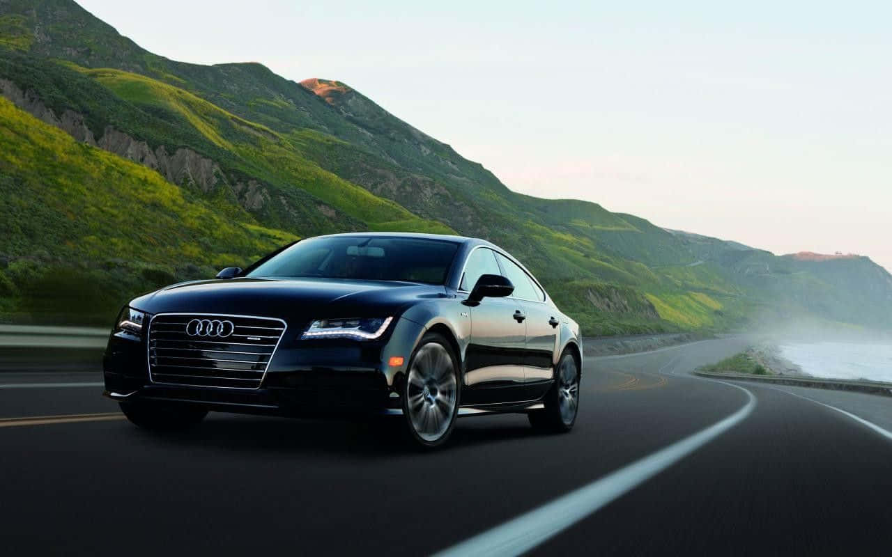 Audi S7, black, coastal road, HD Desktop Wallpaper