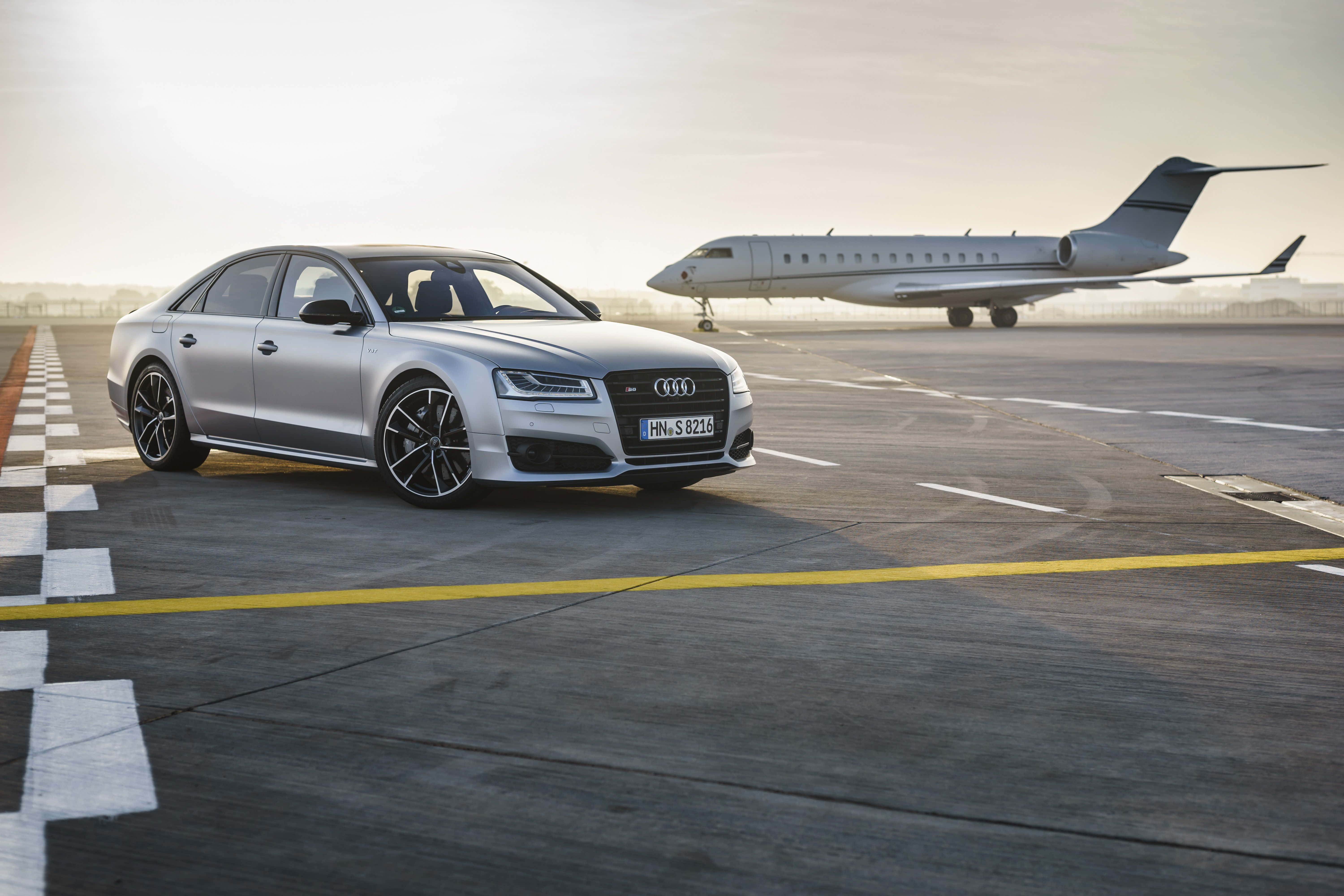 Audi S8, silver, airport tarmac, 5K Desktop Wallpaper