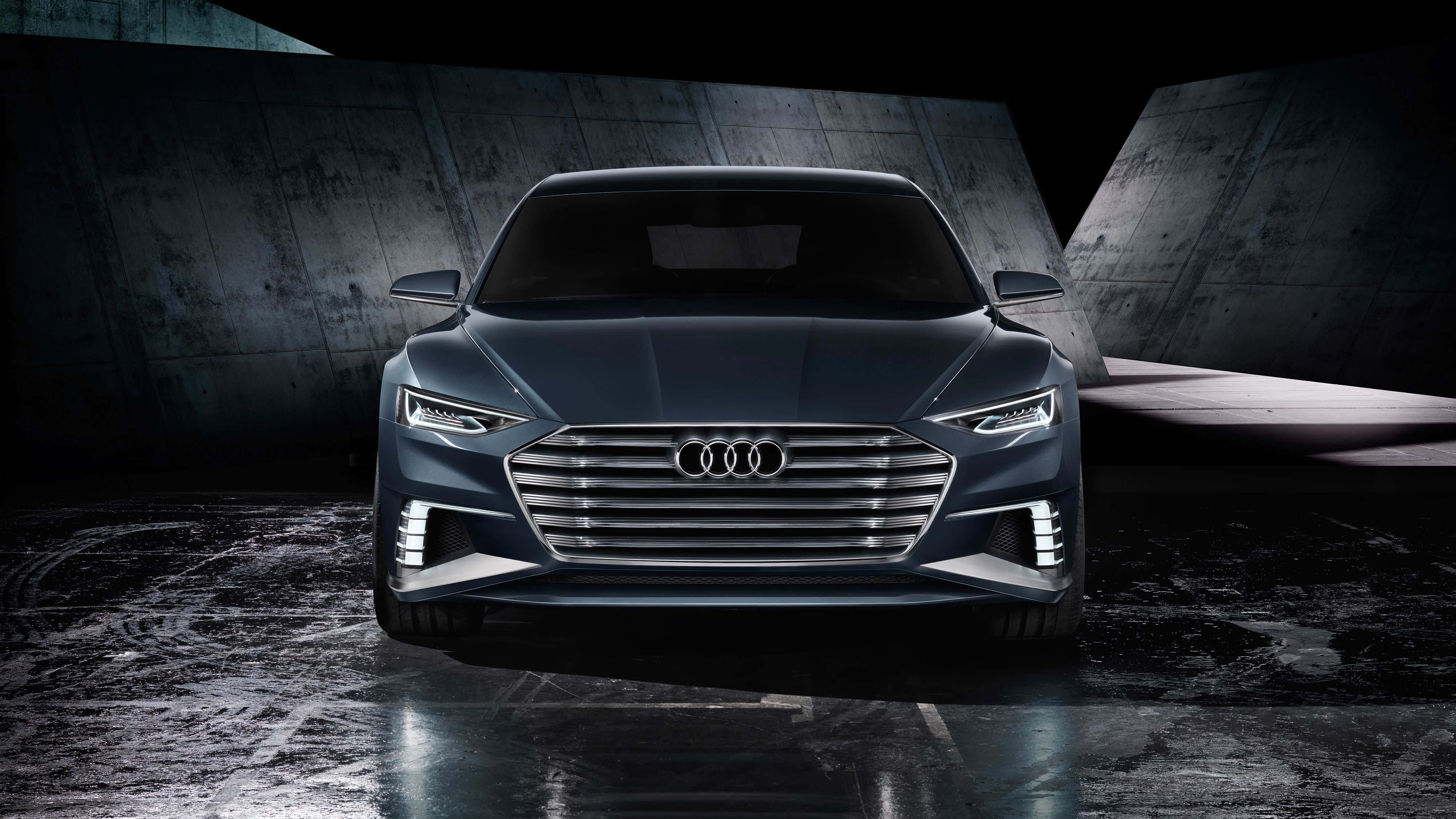 Audi S8, dark blue, glowing headlights, 4K Desktop Wallpaper