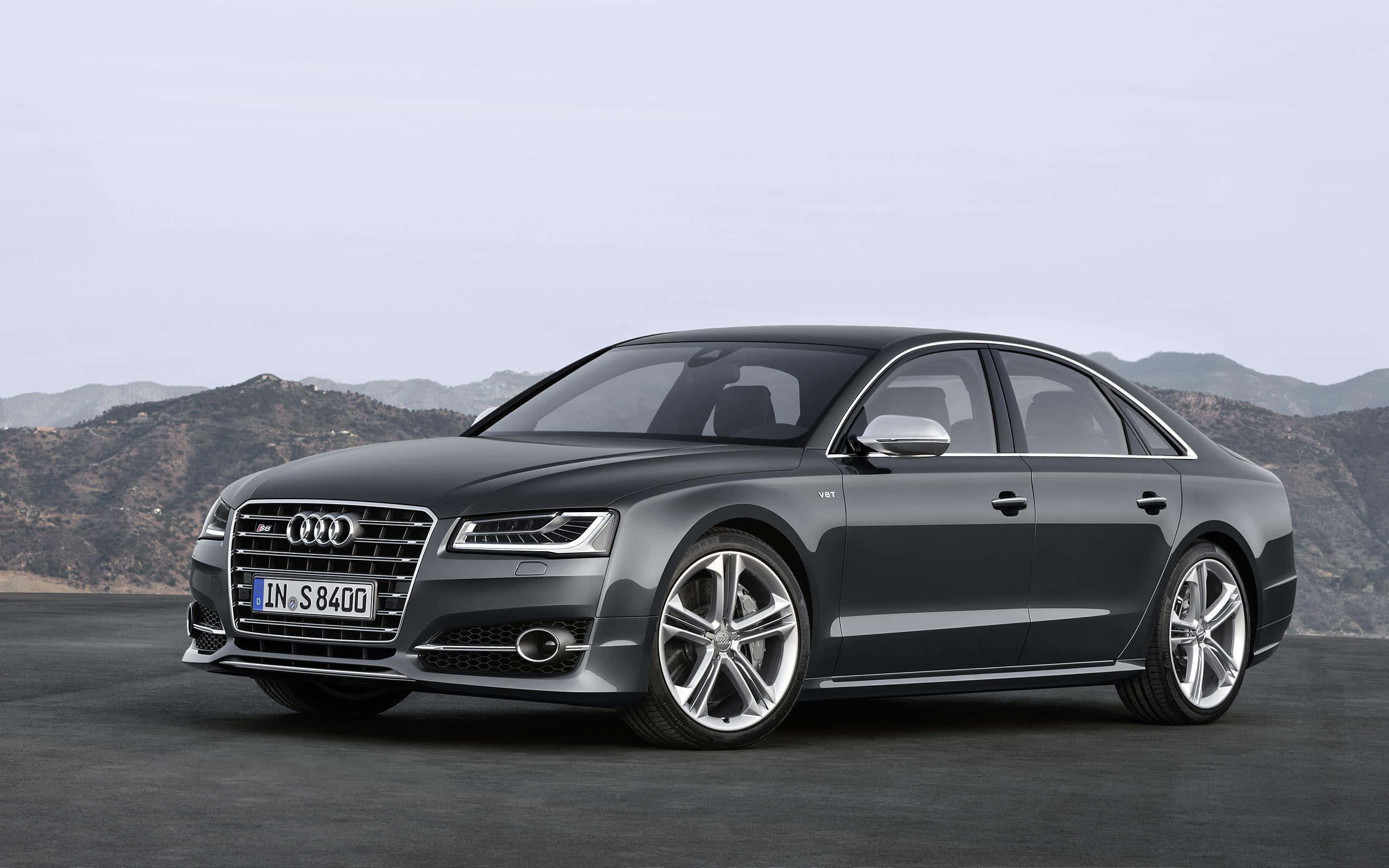 Audi S8, dark gray, paved surface, 2K Desktop Wallpaper