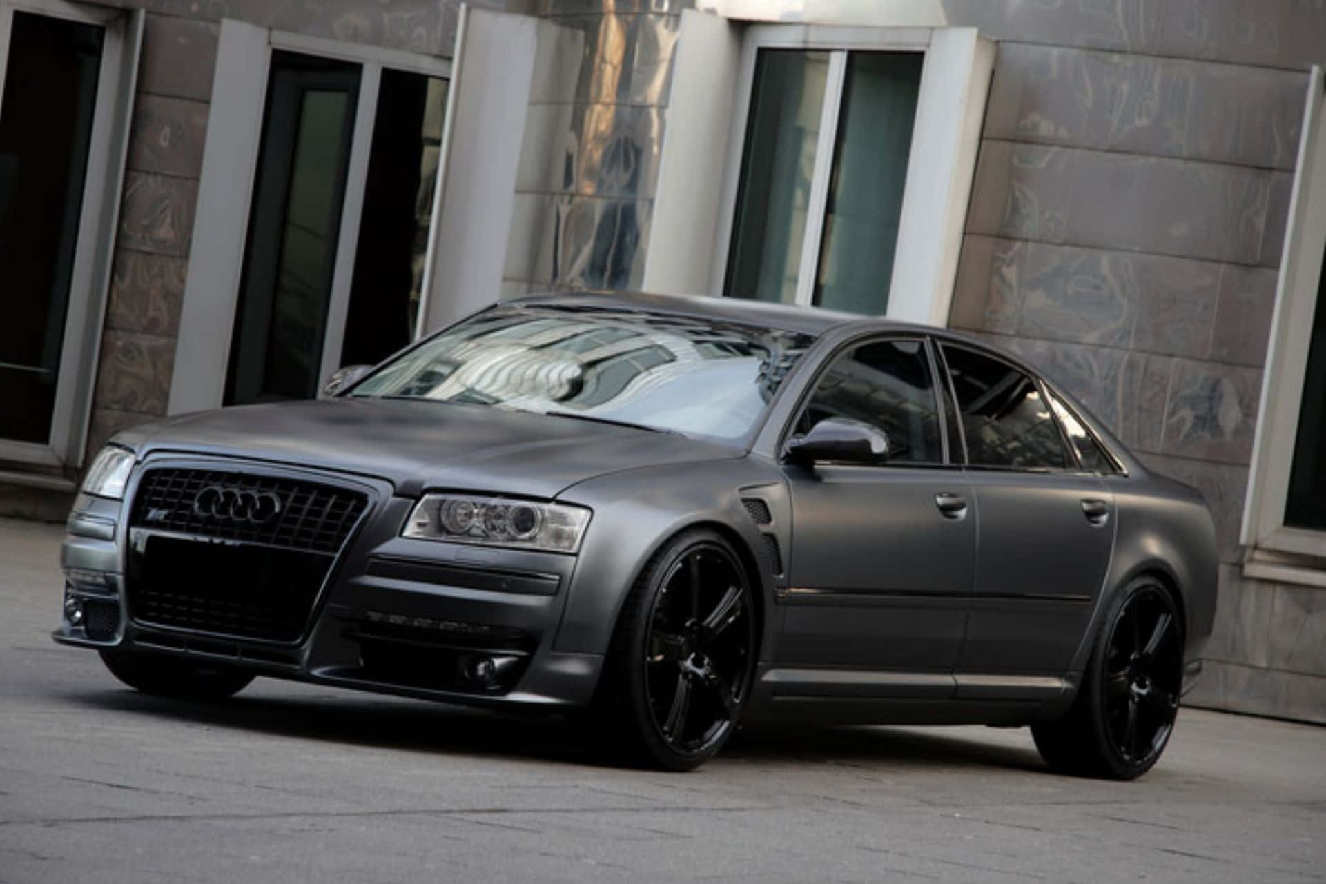Audi S8, matte gray, black rims, Full HD Desktop Wallpaper