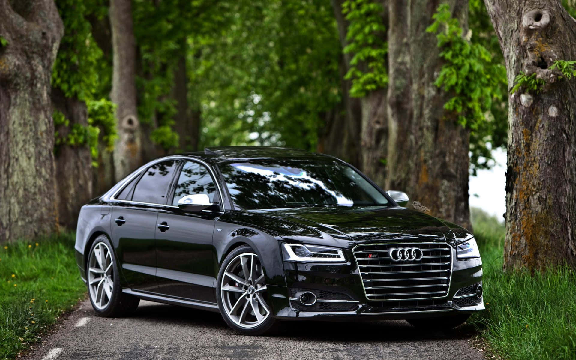 Audi S8, black, gravel road, Full HD Desktop Wallpaper