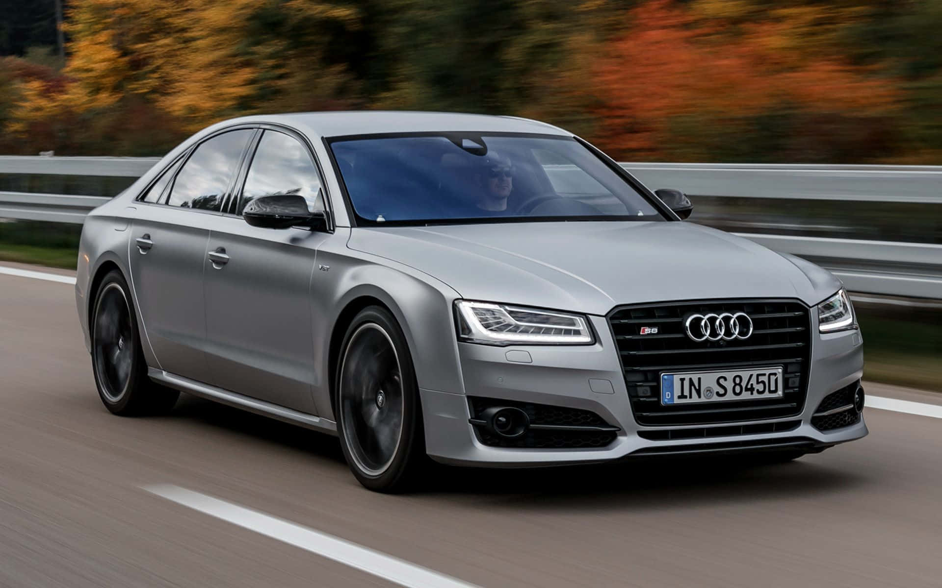 Audi S8, silver, highway, Full HD Desktop Wallpaper