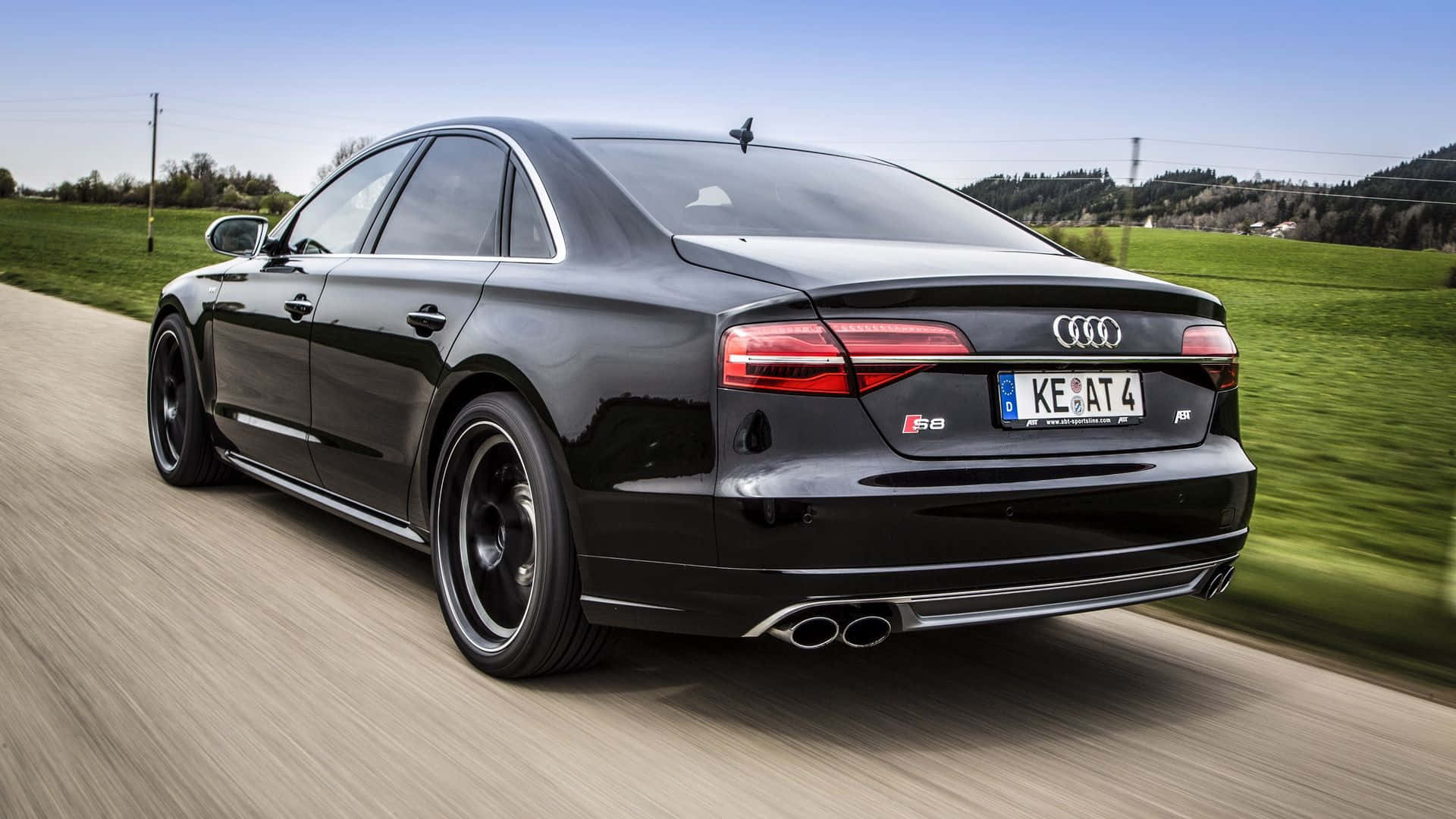 Audi S8, black, rural road, Full HD Desktop Wallpaper