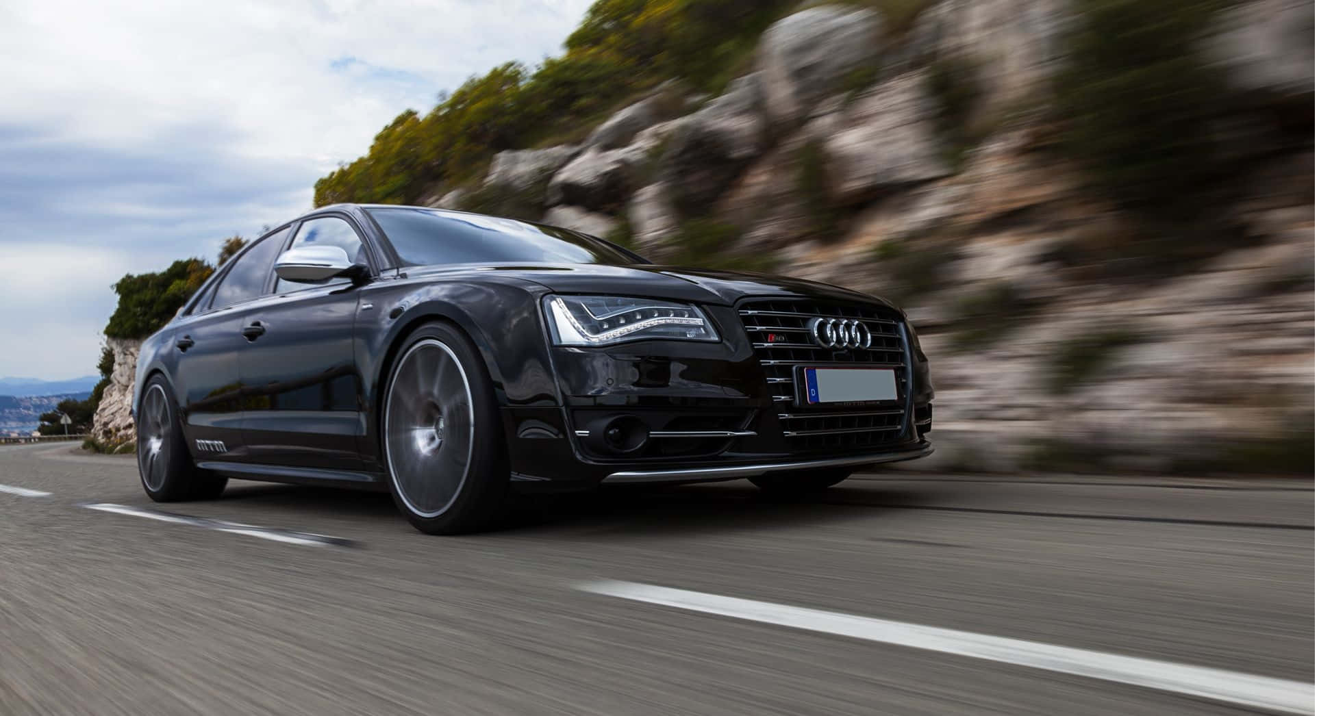 Audi S8, black, mountain road, Full HD Desktop Wallpaper