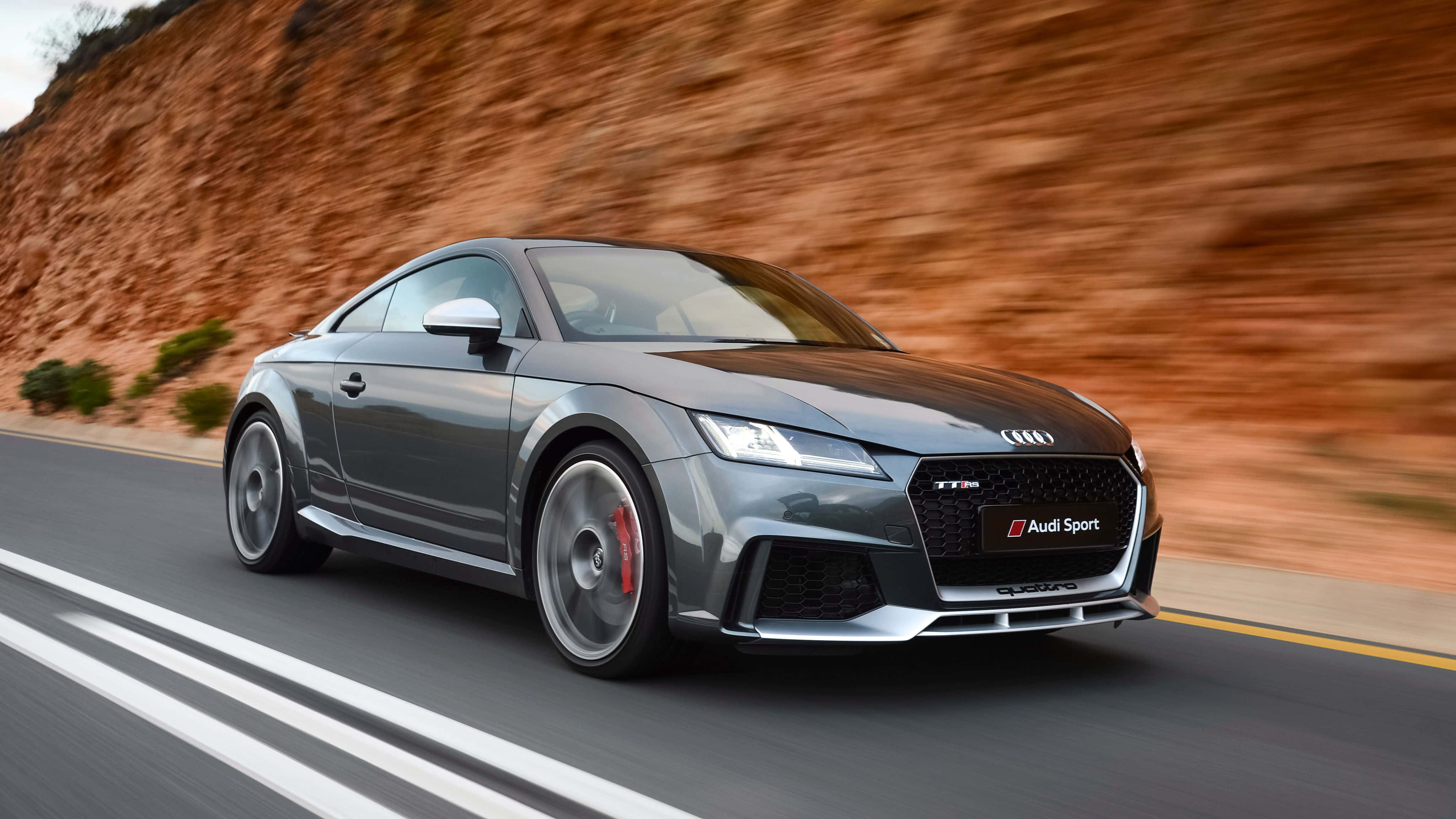 Audi TT RS, gray, winding road, 4K Desktop Wallpaper