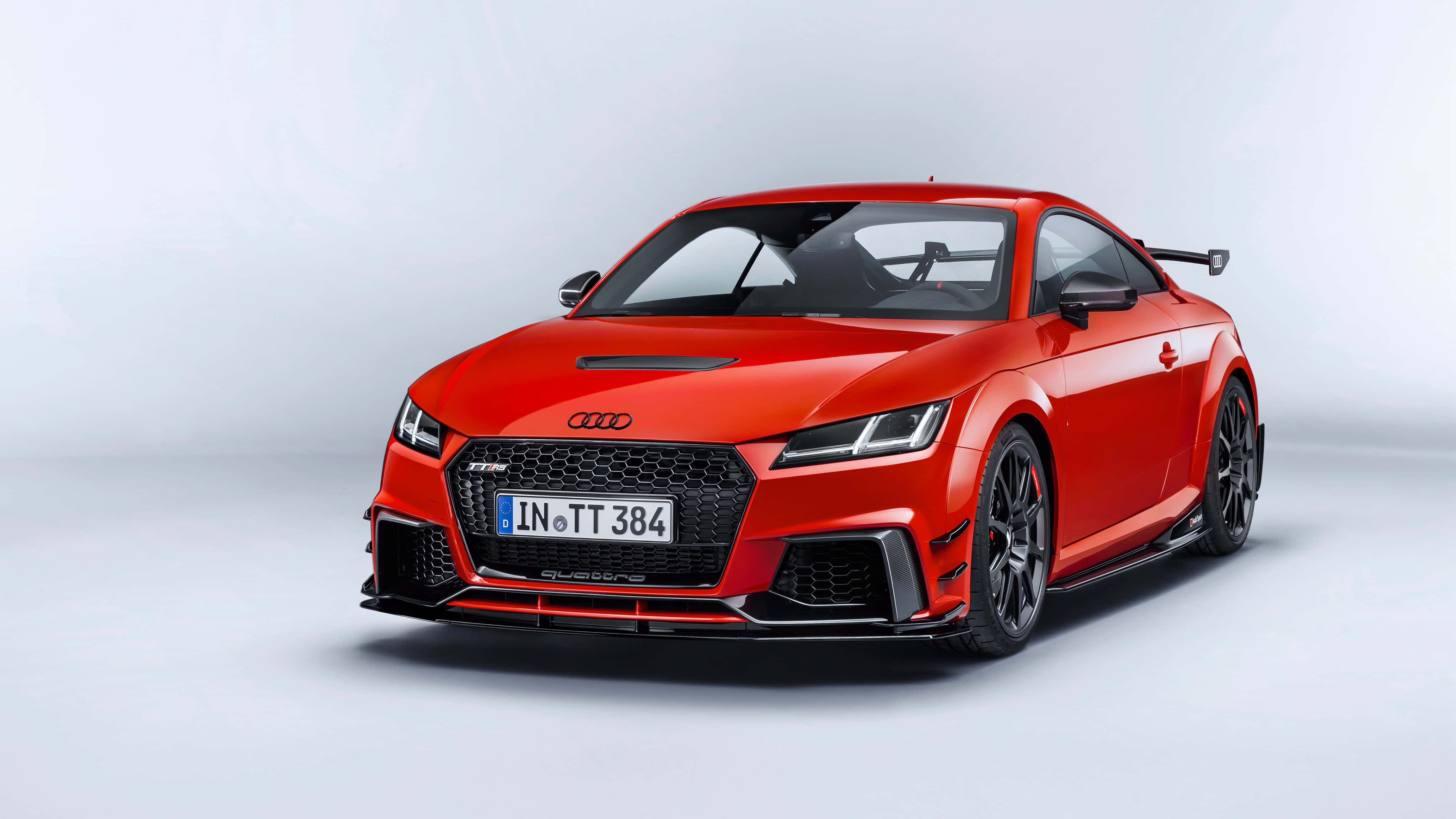 Audi TT RS, vibrant red, black accents, 4K Desktop Wallpaper