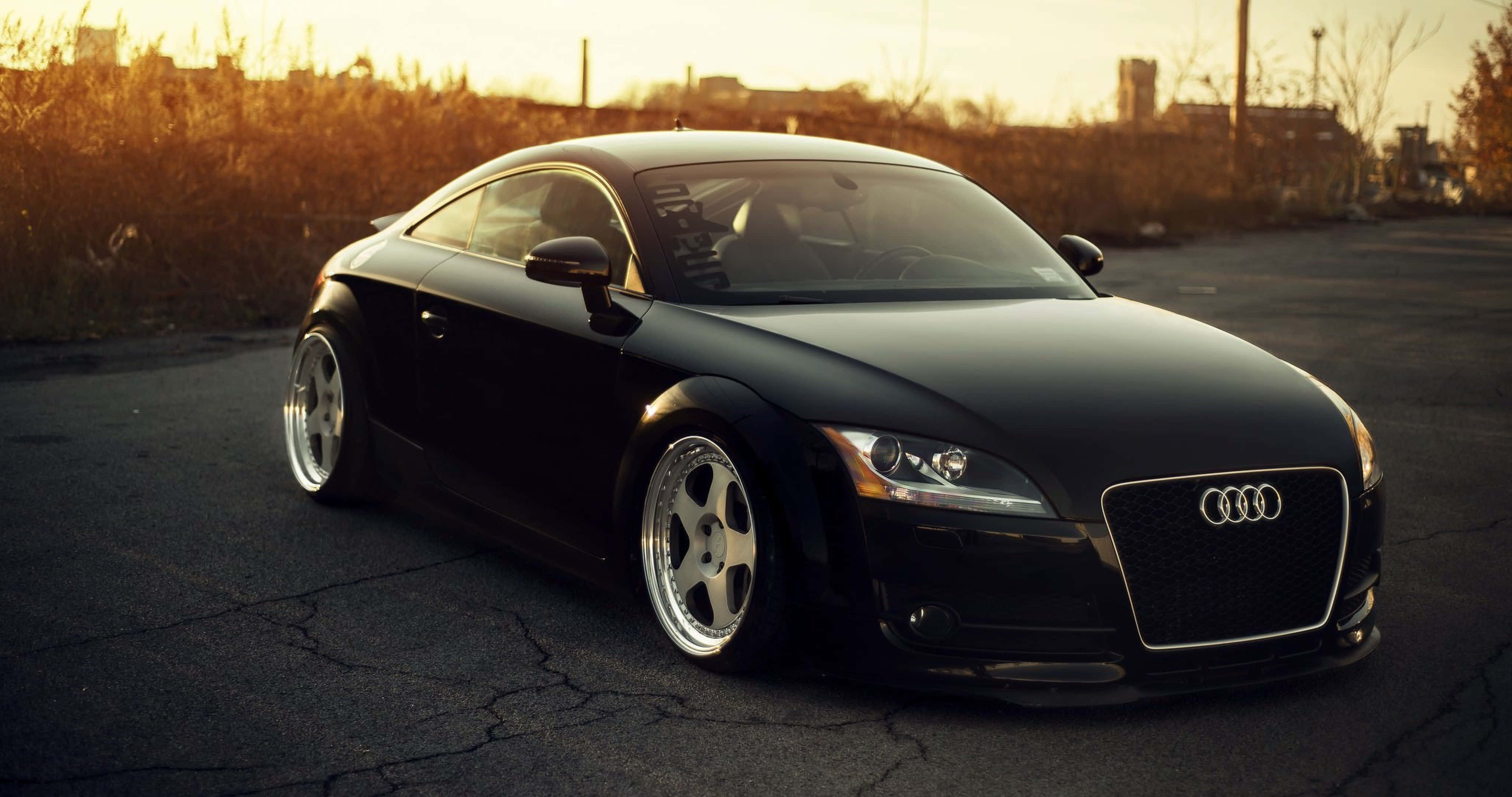 Audi TT, black, cracked asphalt, 4K Desktop Wallpaper