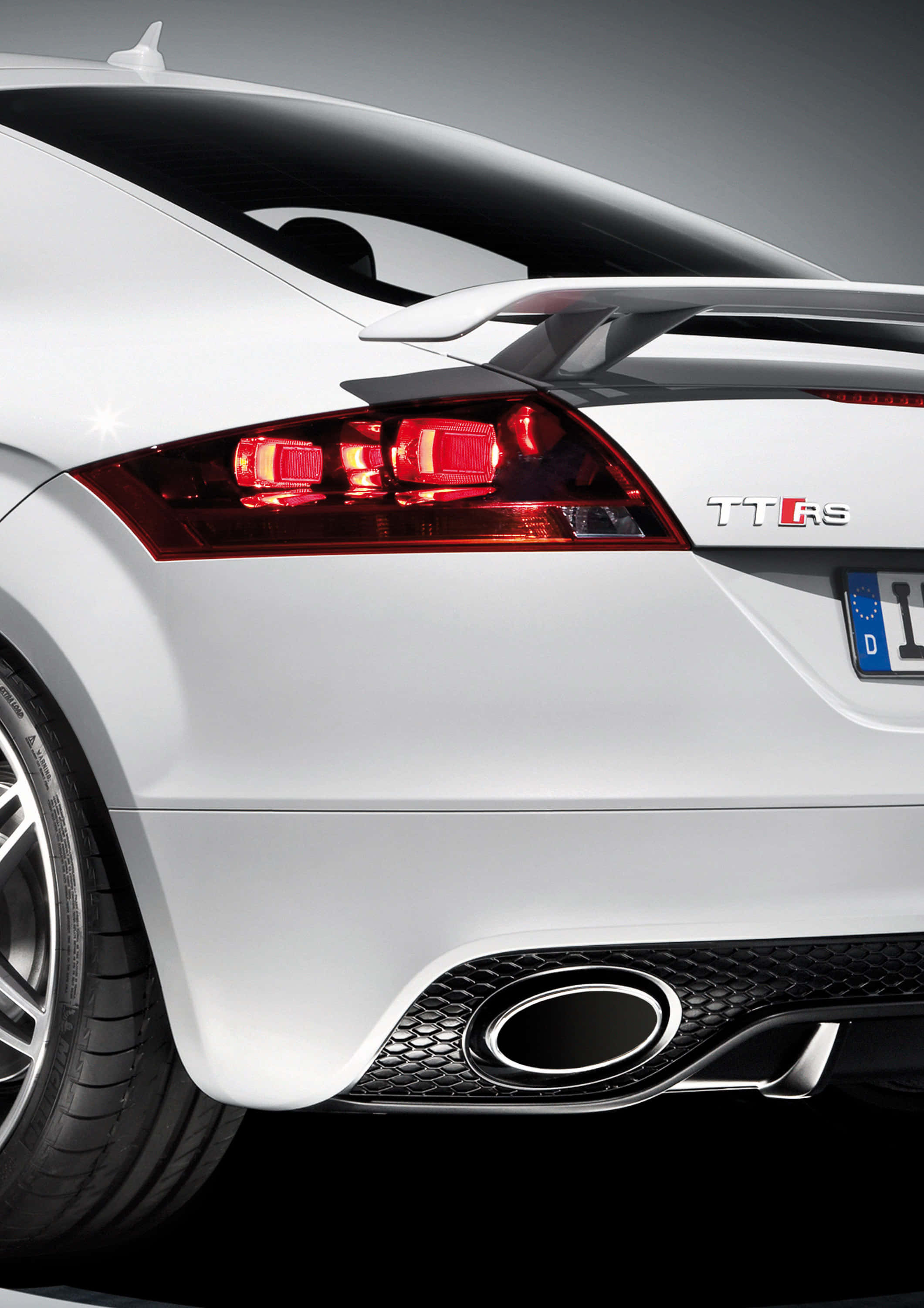 Audi TT RS, white, glowing red taillights, 2K Phone Wallpaper