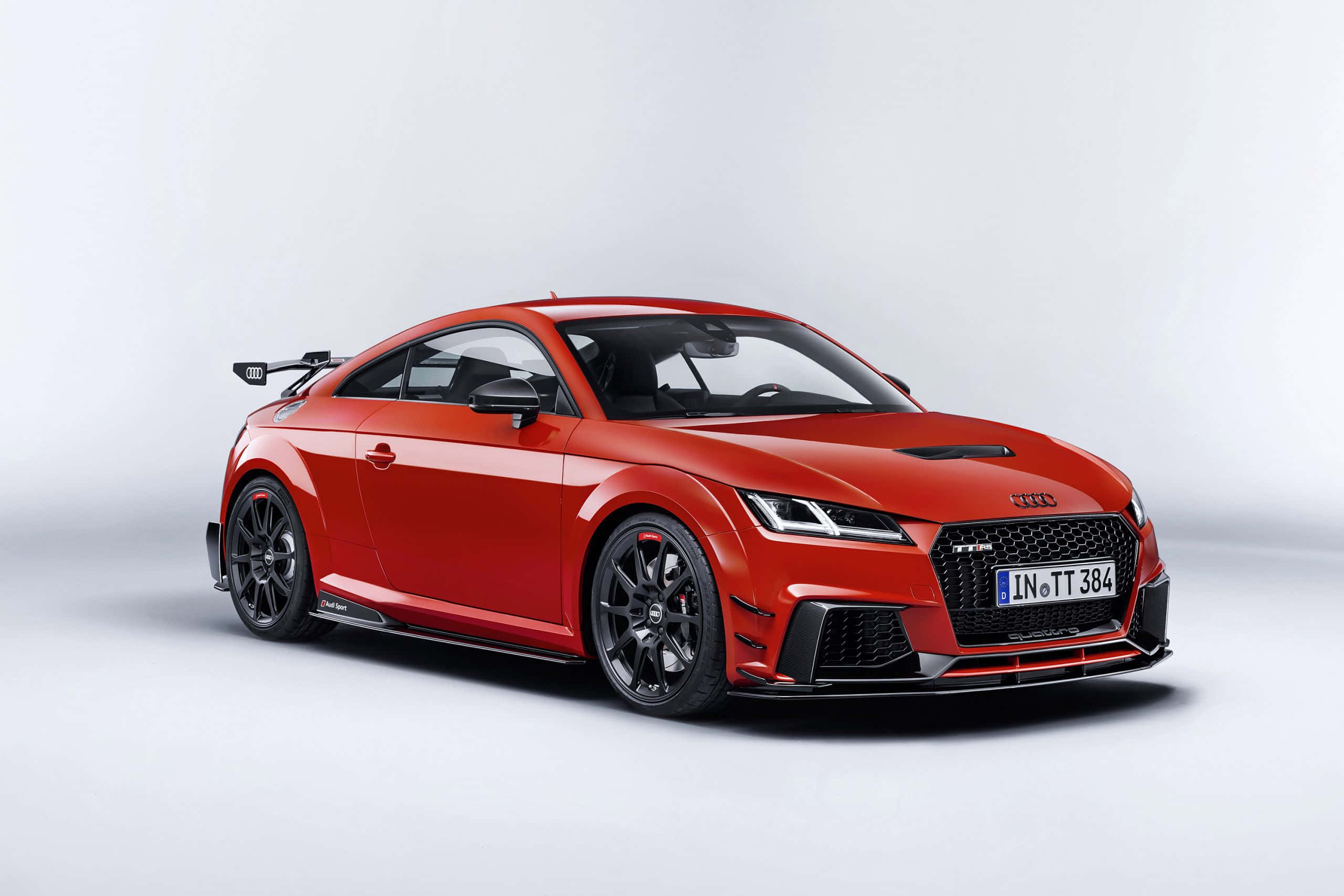 Audi TT RS, vibrant red, black accents, 2K Desktop Wallpaper