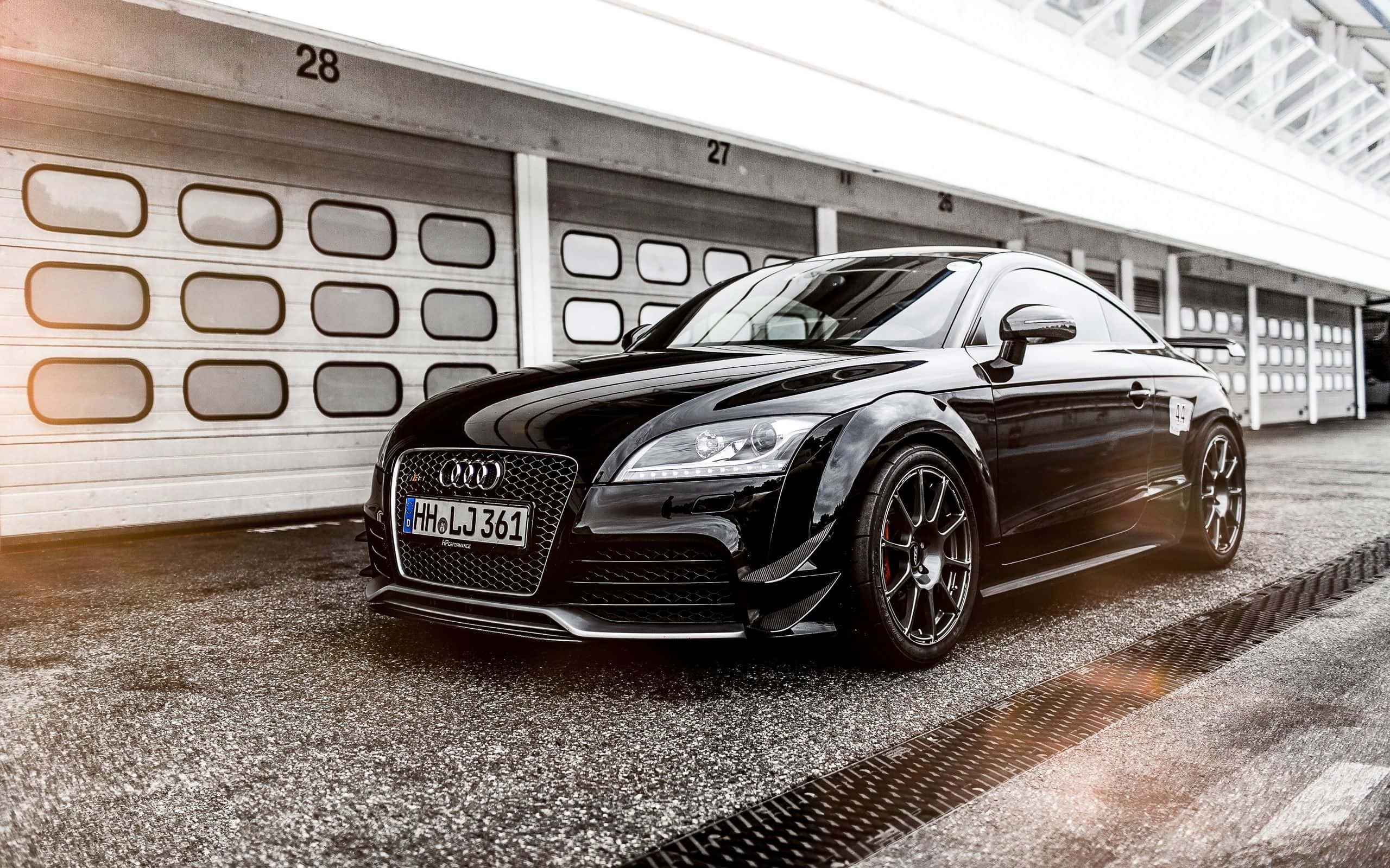 Audi TT RS, black, glossy surface, 2K Desktop Wallpaper