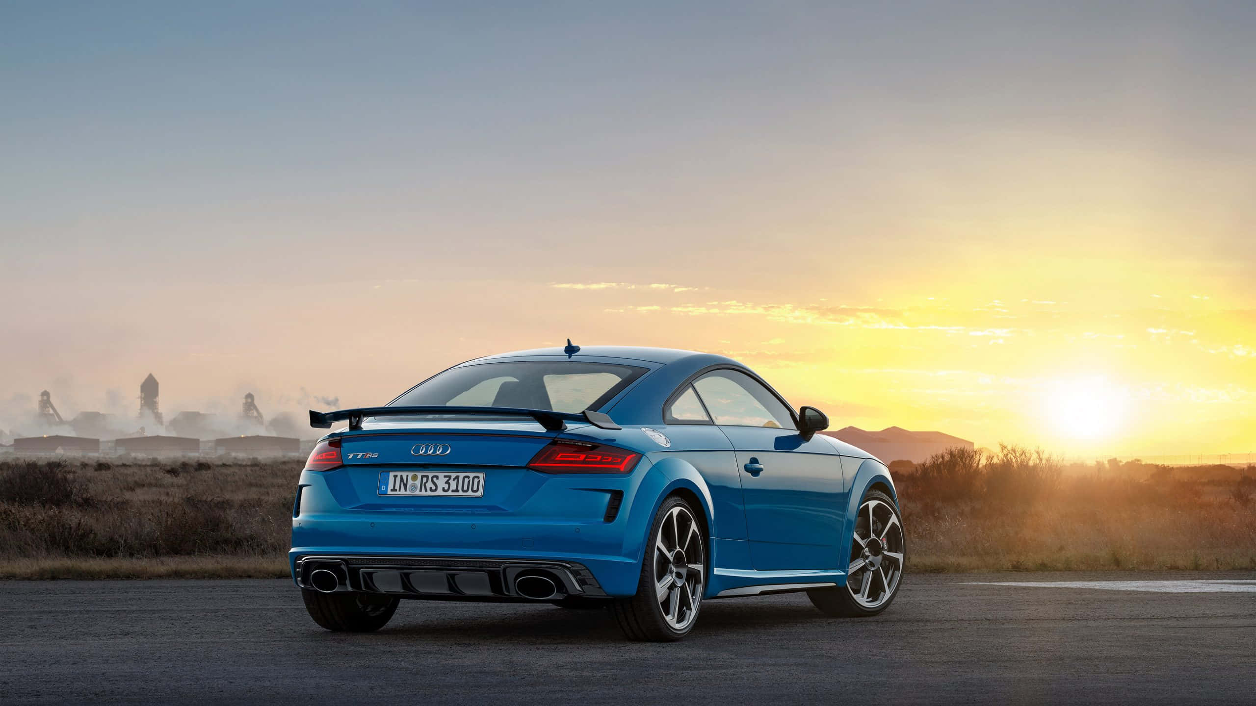 Audi TT RS, vibrant blue, asphalt road, 2K Desktop Wallpaper