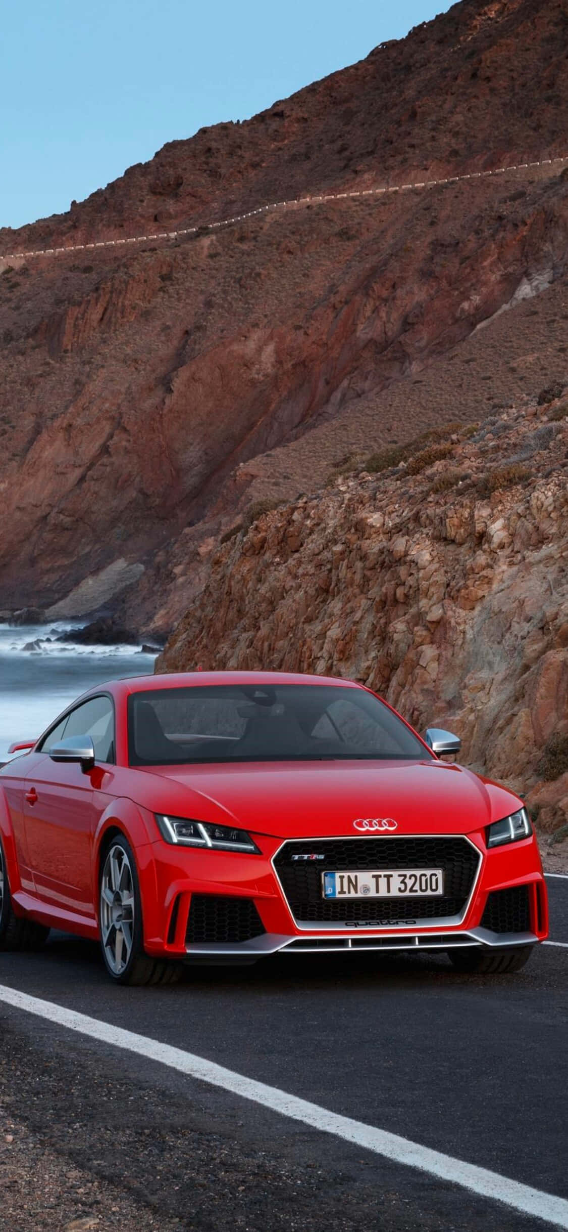 Audi TT RS, coastal cliff road, rugged cliffs, Full HD Phone Wallpaper