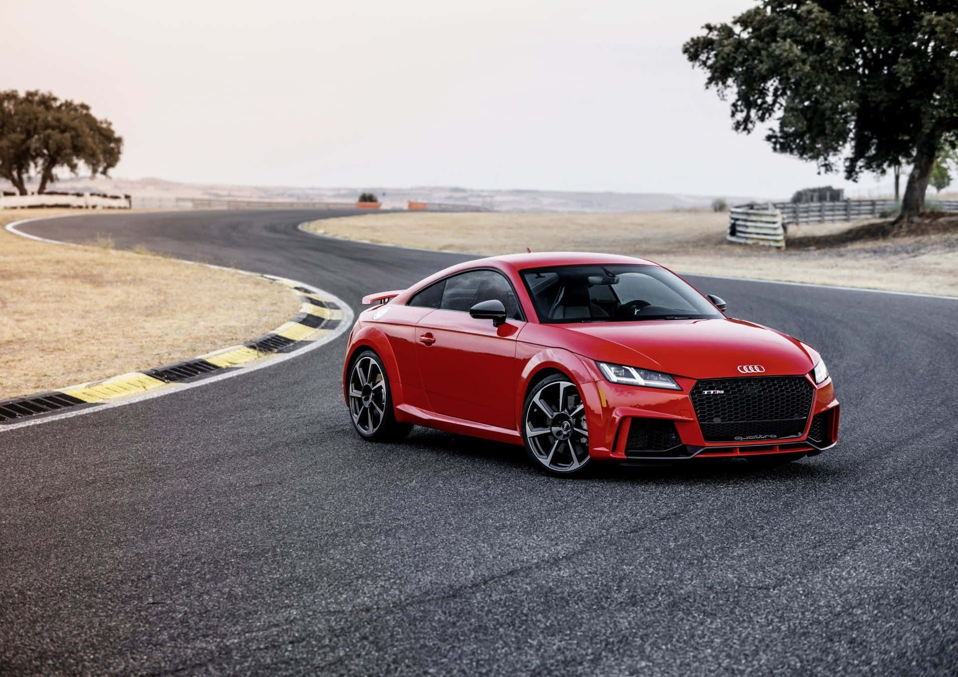 Audi TT RS, vibrant red, winding asphalt racetrack, Full HD Desktop Wallpaper